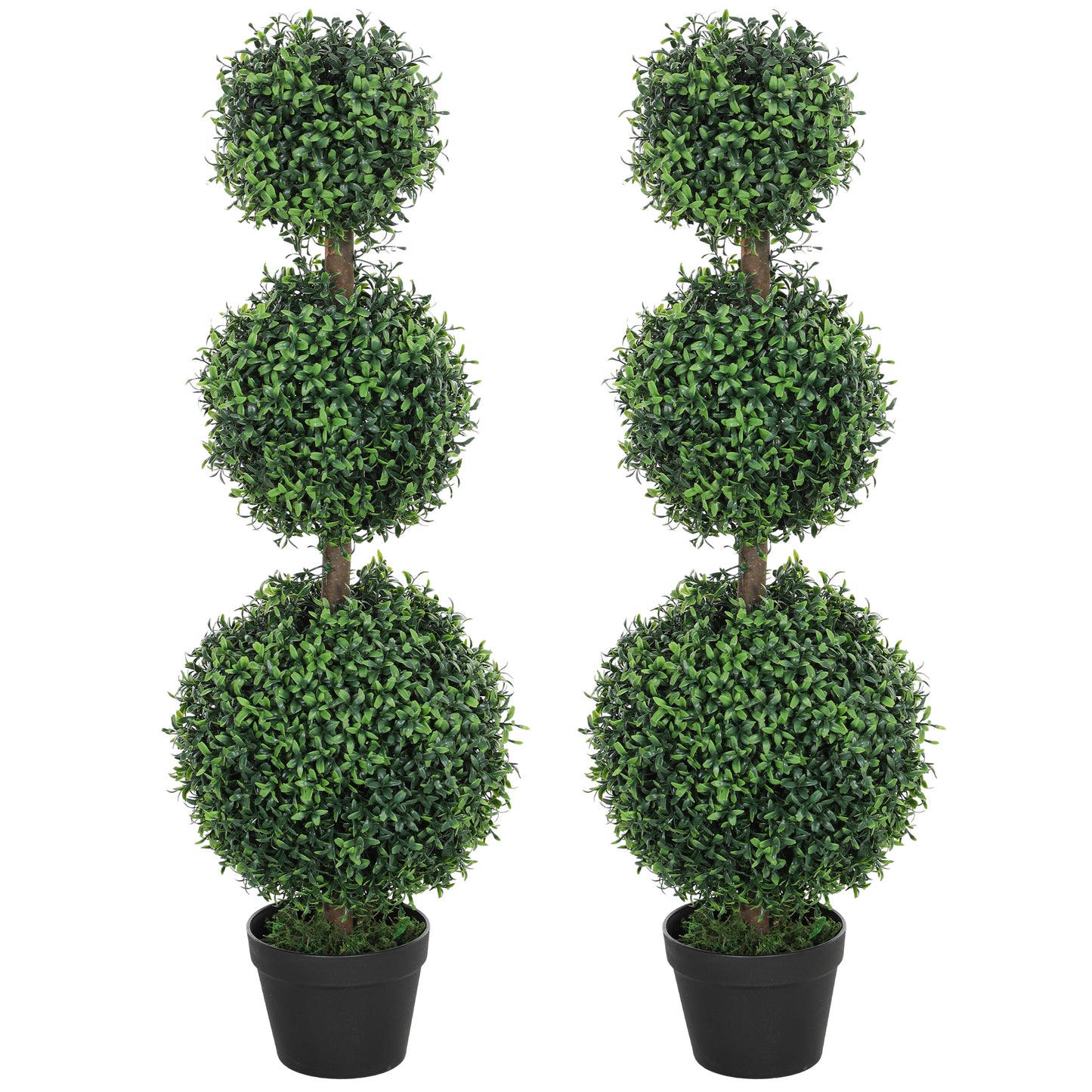 2 Pack 39.4" Artificial Trees, Boxwood Topiary Ball Trees with Pot for Indoor, Outdoor, Home Office, Living Room, Green Artificial Trees at Gallery Canada