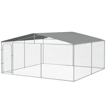 Dog Kennel Outdoor, Heavy Duty Playpen with Secure Lock, Cover, for Backyard &; Patio, 15.1' x 15.1' x 7.5' Houses, Kennels & Pens   at Gallery Canada