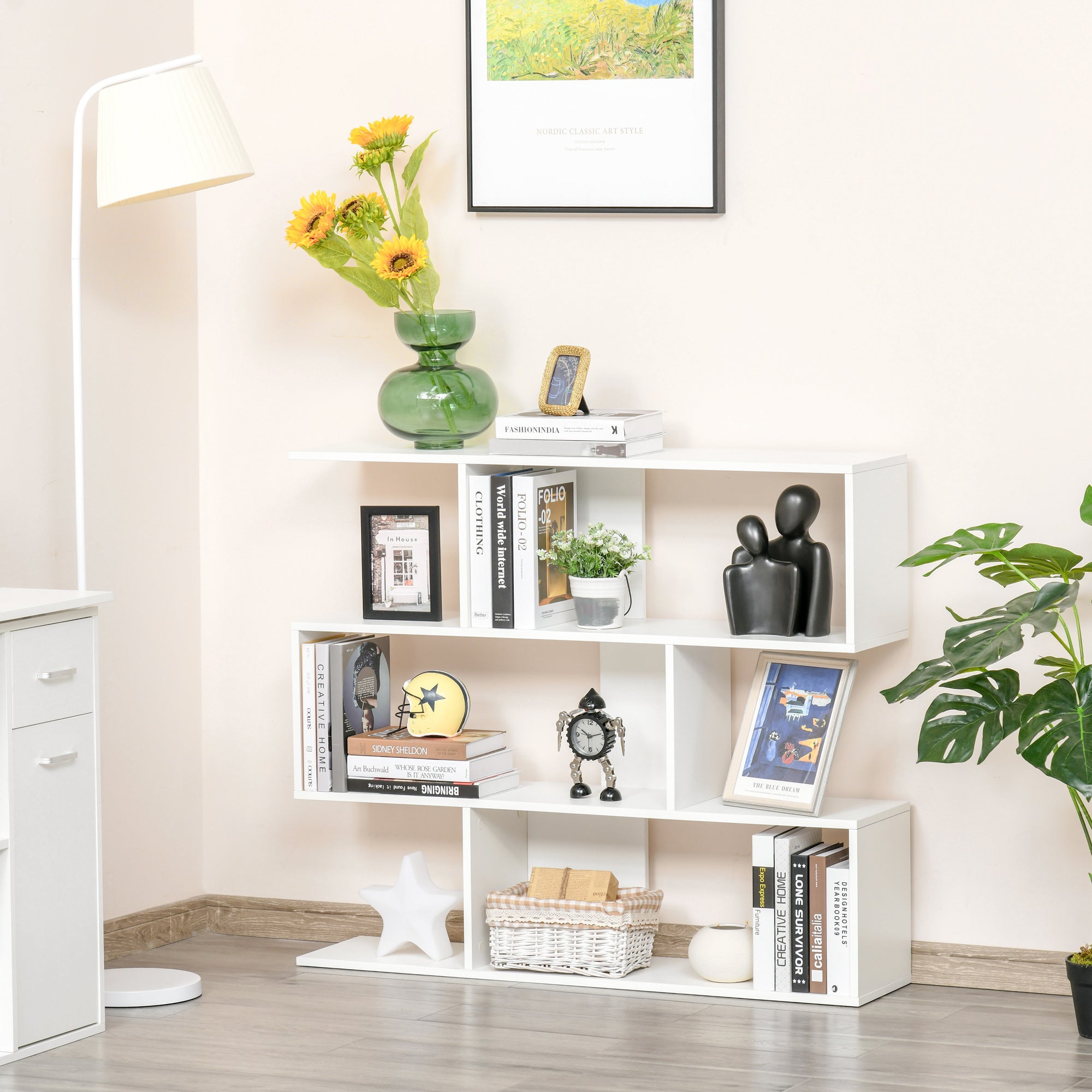 Versatile 3-tier Multi-Shelf Bookshelf Wood Stand Bookcase Storage Display Home Office Organizer, White Small Bookshelves   at Gallery Canada