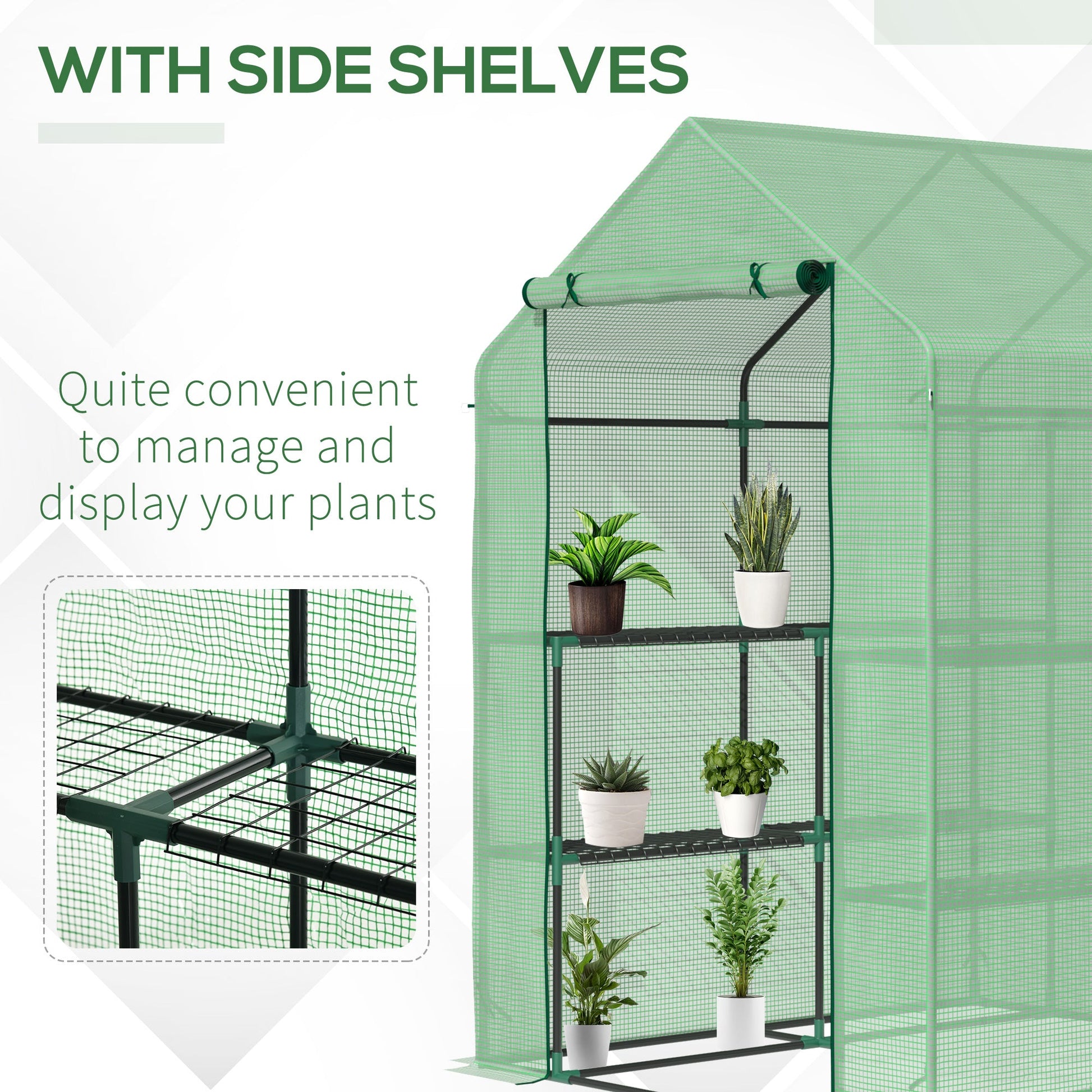 56" x 54" x 74" Walk-in Greenhouse Portable Garden Plant Flower Seed Warm House 8 Shelves Outdoor Plant Growth Hot House PE Cover Green Walk In Greenhouses   at Gallery Canada