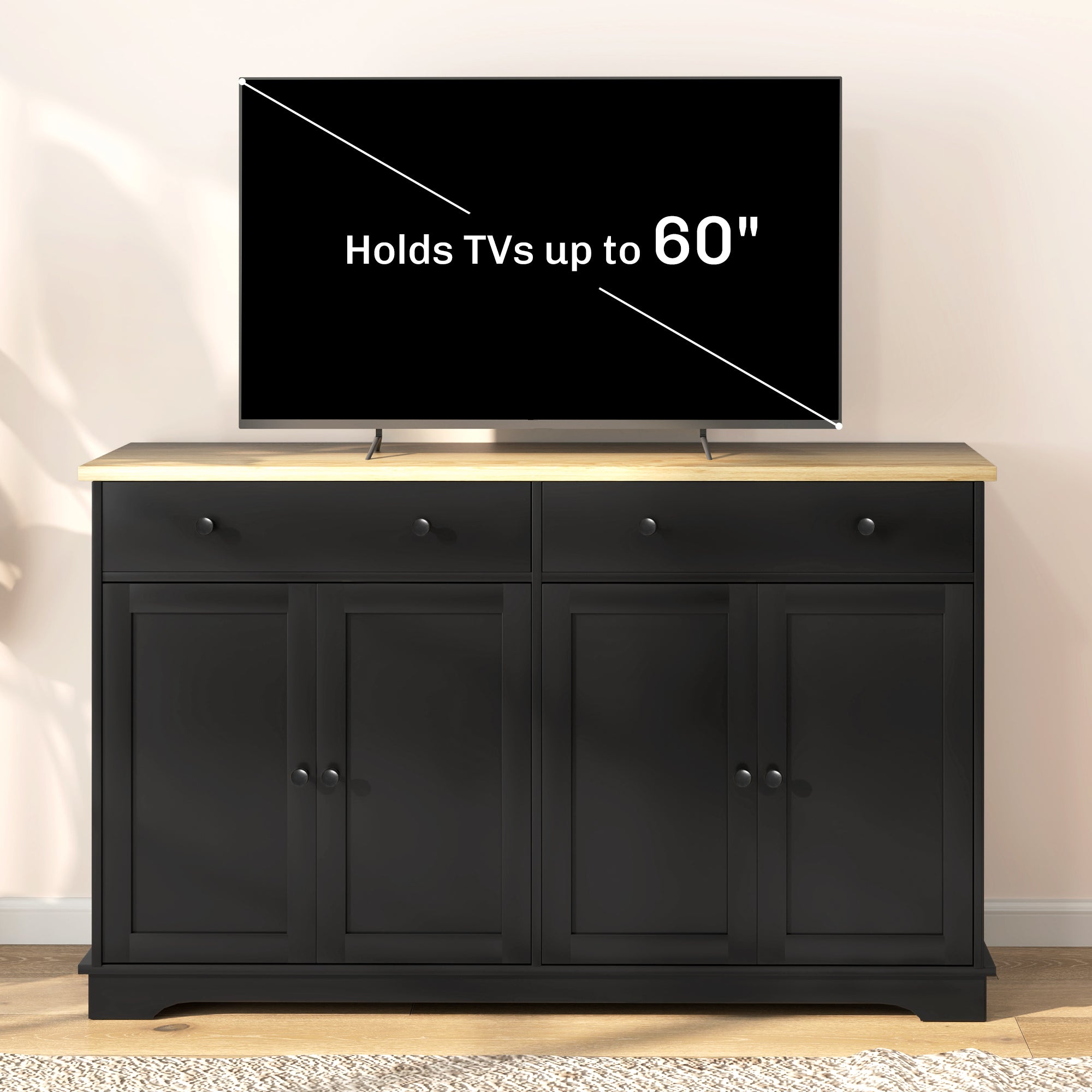 Modern Sideboard, Buffet Cabinet with Storage Drawers, Adjustable Shelves for Living Room, Dining Room, Entryway, Black Storage Cabinets   at Gallery Canada