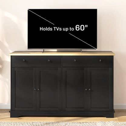 Modern Sideboard, Buffet Cabinet with Storage Drawers, Adjustable Shelves for Living Room, Dining Room, Entryway, Black Storage Cabinets   at Gallery Canada