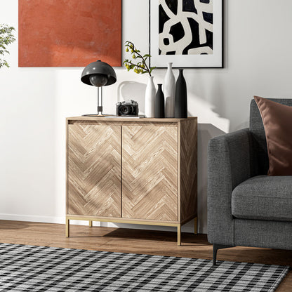 Accent Cabinet, Storage Cabinet with Doors, Adjustable Shelf and Steel Legs, Sideboard for Living Room, Oak Storage Cabinets at Gallery Canada