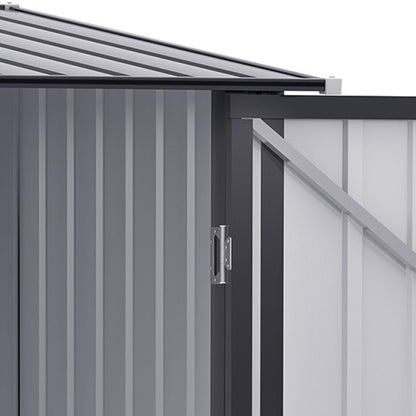 3.3' x 3.4' Lean-to Garden Storage Shed, Outdoor Galvanized Steel Tool House with Lockable Door for Patio Dark Gray Sheds   at Gallery Canada