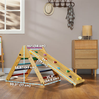 Pikler Triangle Set, 2 in 1 Climbing Toys with Ramp for Toddlers, Nature Wood Baby Gym & Playmats   at Gallery Canada