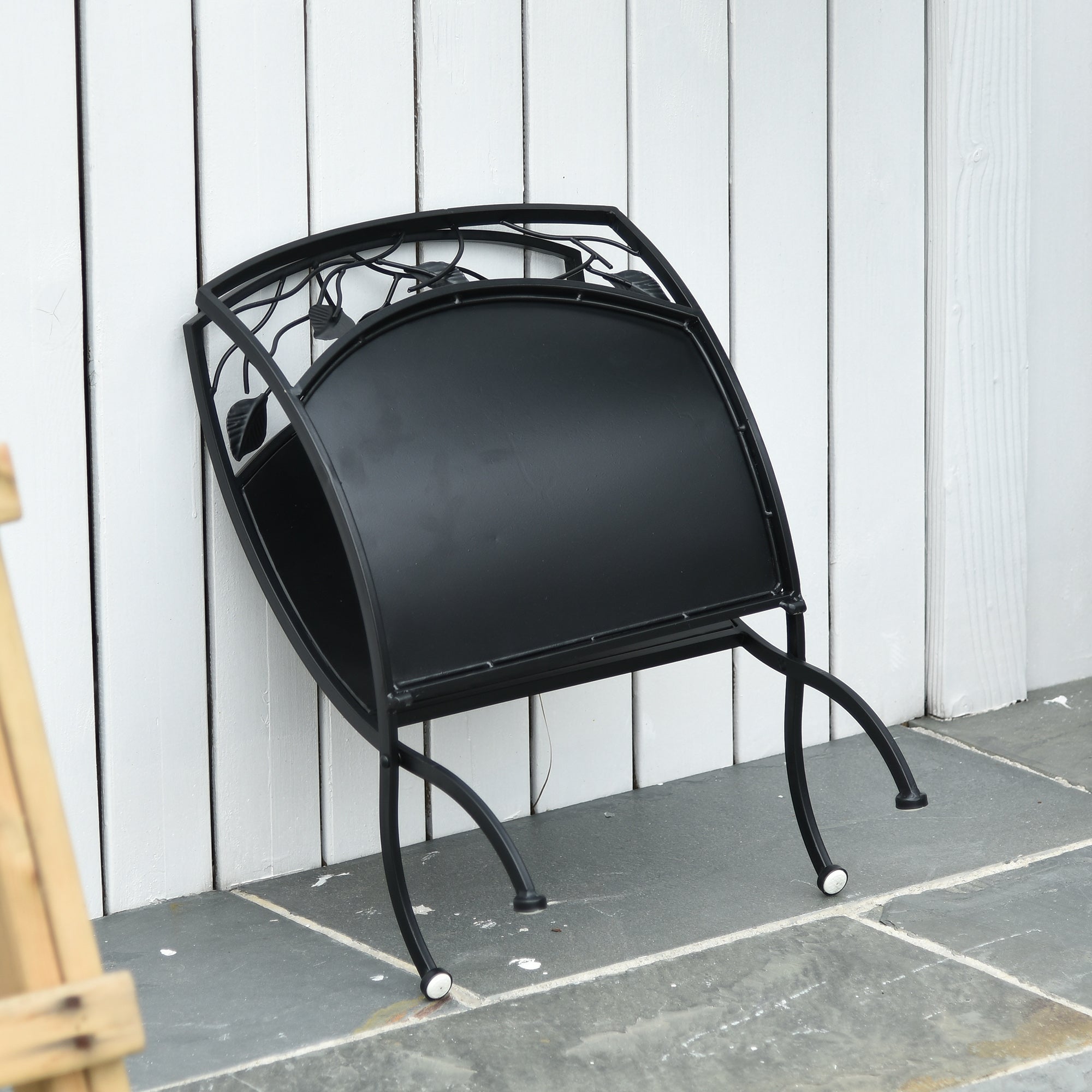 Folding Firewood Rack,Curved Wood Storage Holder, Log Holder for Fire Pit and Fireplace, Outdoor Indoor, Black Firewood Racks at Gallery Canada