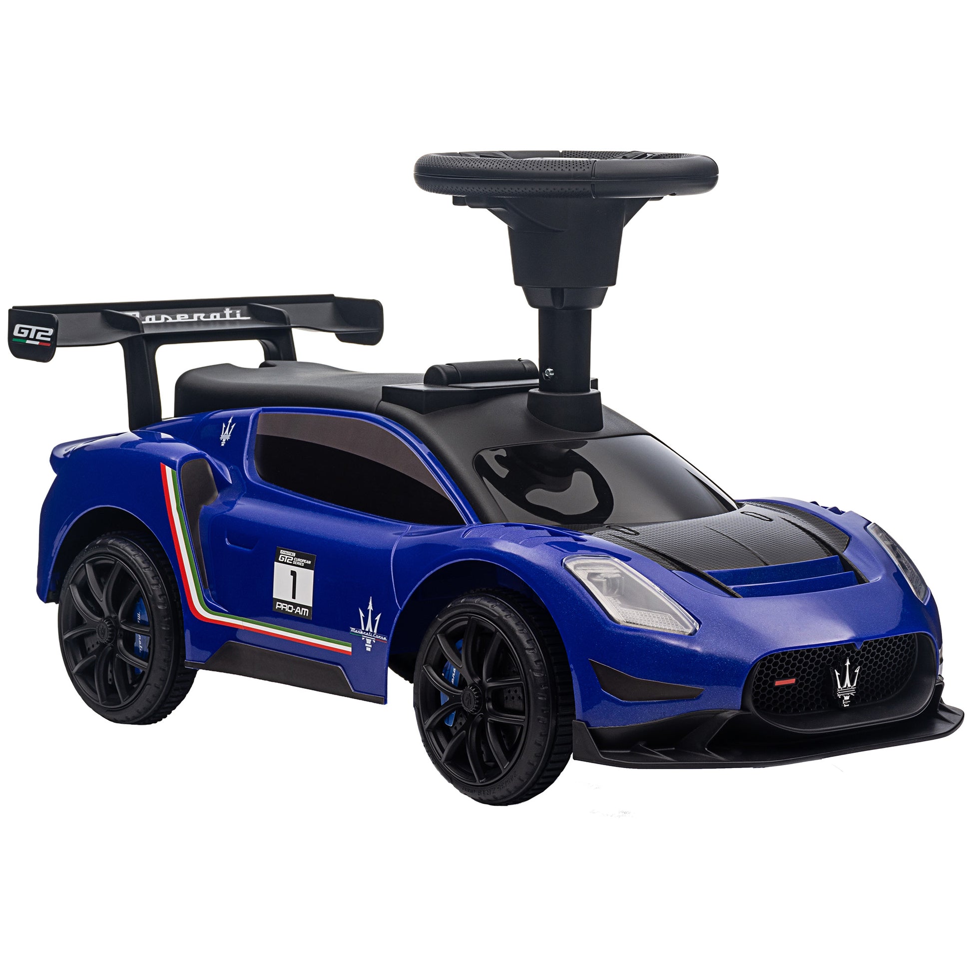 Licensed Maserati GT2 Baby Sliding Car with Storage, Music, Horn, Foot to Floor Toddler Car for 18-60 Months, Blue Push Cars for Toddlers   at Gallery Canada