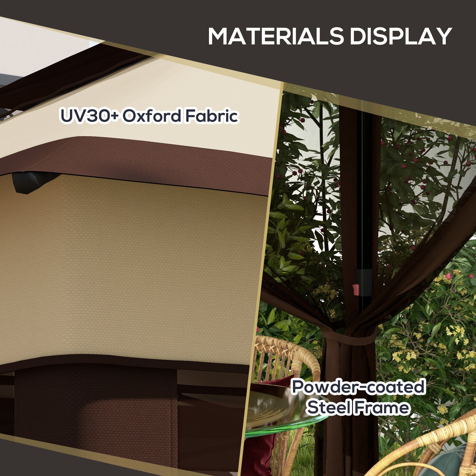 10.7 x 10.7ft Pop Up Gazebo, Adjustable Instant Sun Shelter with UV30+ Roof Cover, Removable Mesh Curtains, Beige Pop Up Canopies at Gallery Canada