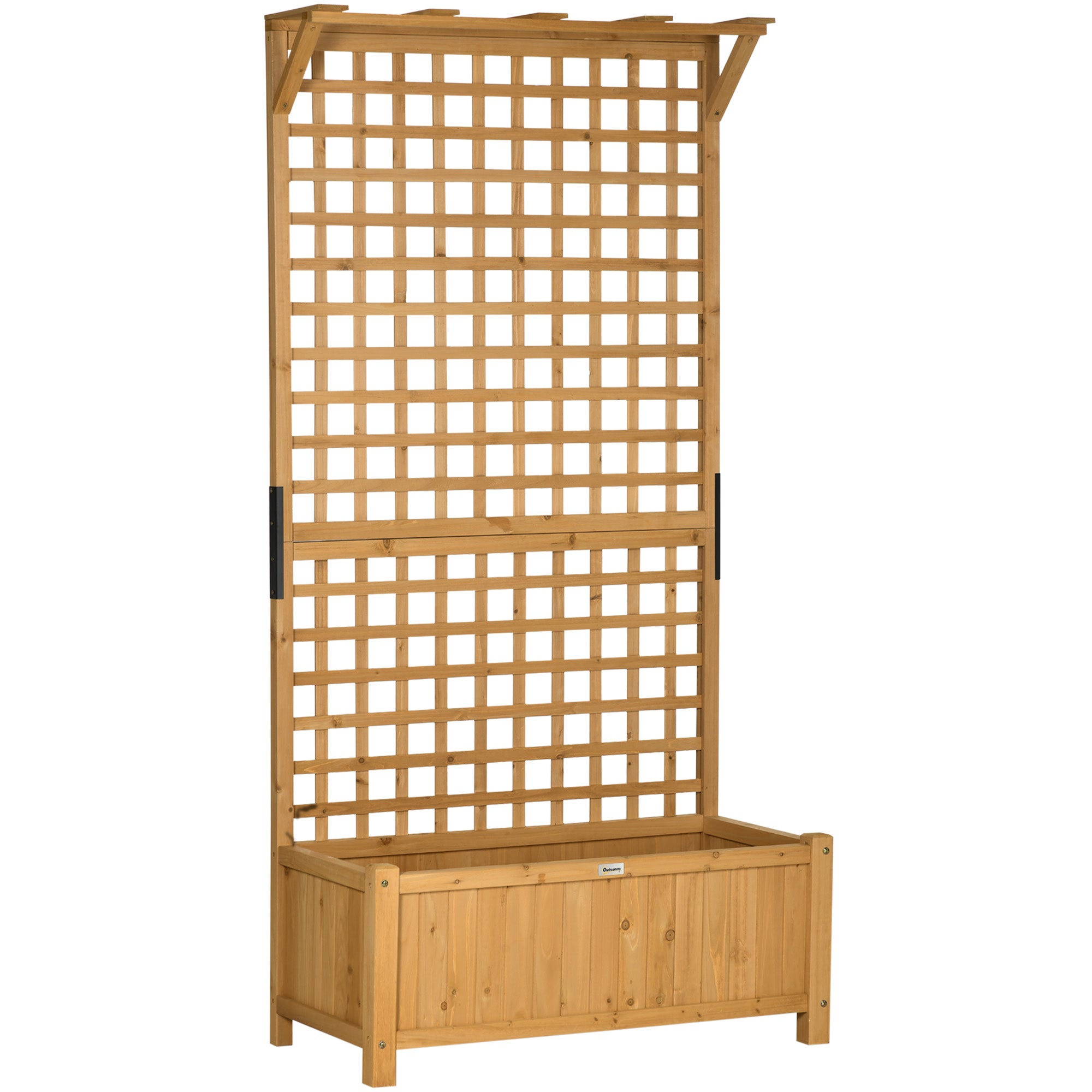 Wood Planter with Trellis for Vine Climbing, Raised Garden Bed, Privacy Screen for Backyard, Patio, Deck, Yellow Wooden Planter Boxes at Gallery Canada