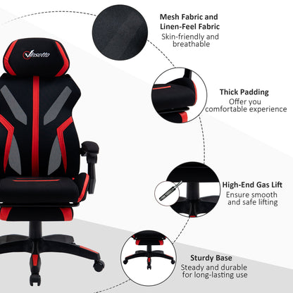 Racing Gaming Chair, Mesh Office Chair, High Back Computer Chair with Footrest, Lumbar Back Support, Swivel Wheels, Adjustable Height, Black Red Video Game Chairs   at Gallery Canada