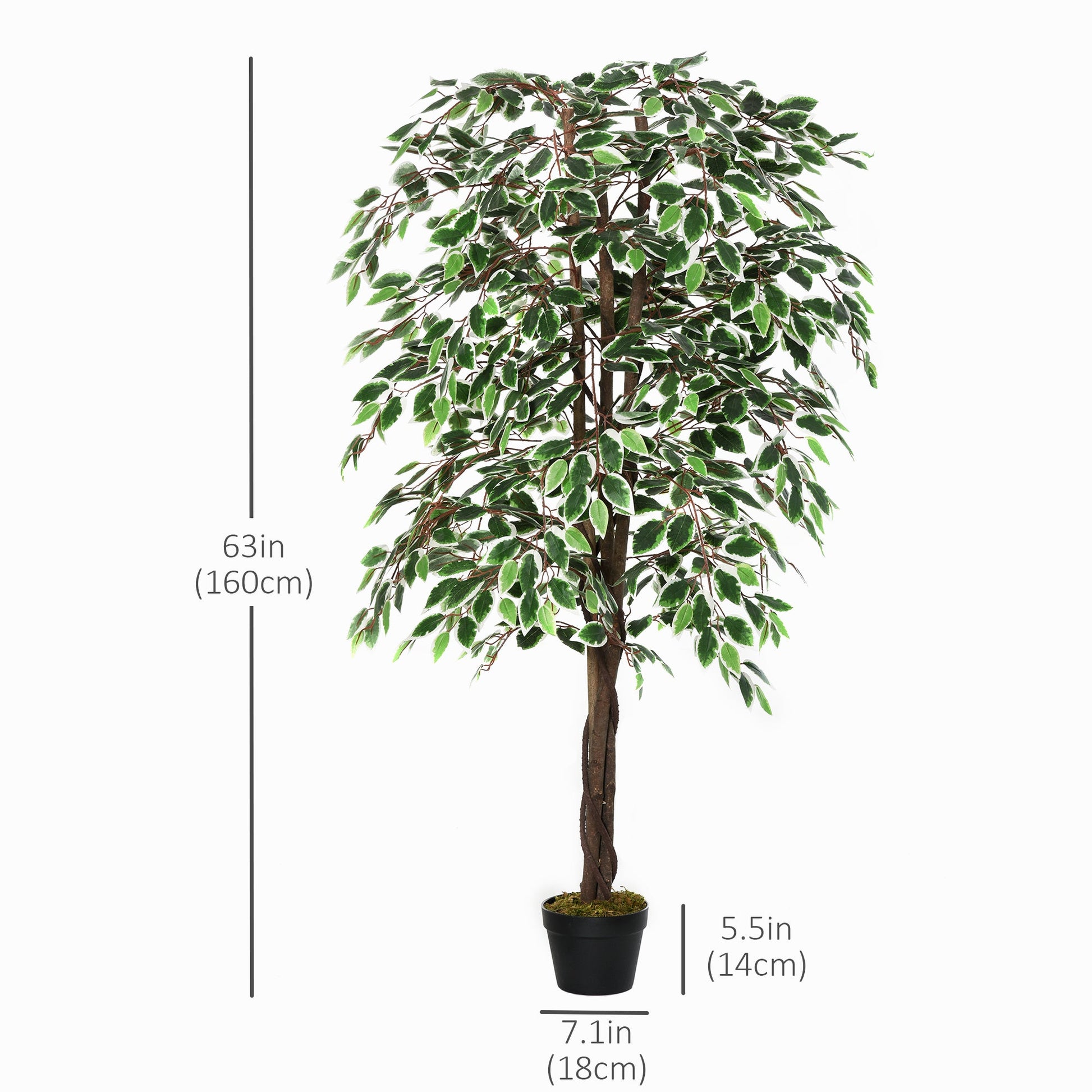 5.3ft Artificial Tree, Indoor Outdoor Fake Ficus with Pot, for Home Office Living Room Decor Artificial Trees   at Gallery Canada