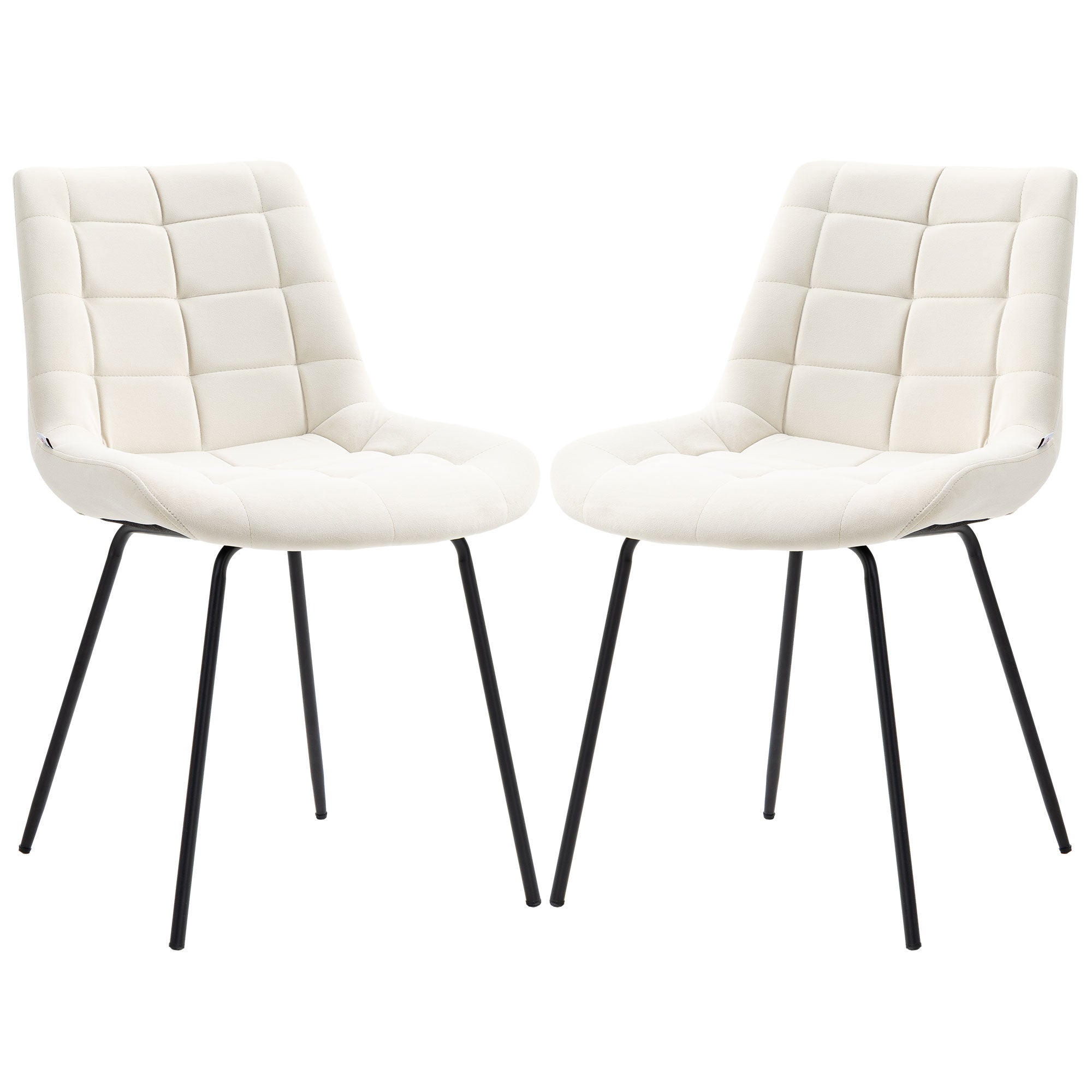 2 Pieces Dining Chairs, Set of 2 Upholstered Kitchen Chairs with Padded Seat and Steel Legs for Living Room Cream White Dining Chairs   at Gallery Canada