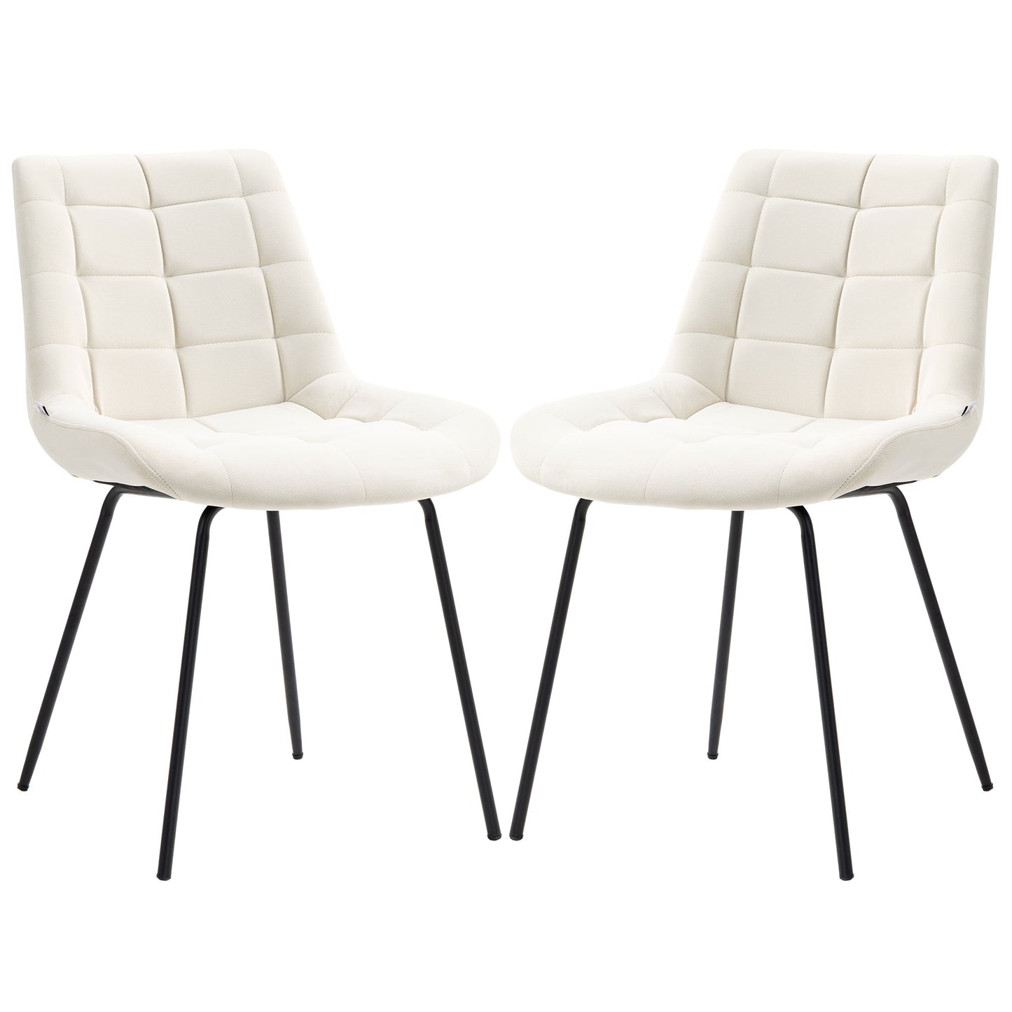 2 Pieces Dining Chairs, Set of 2 Upholstered Kitchen Chairs with Padded Seat and Steel Legs for Living Room Cream White Dining Chairs   at Gallery Canada