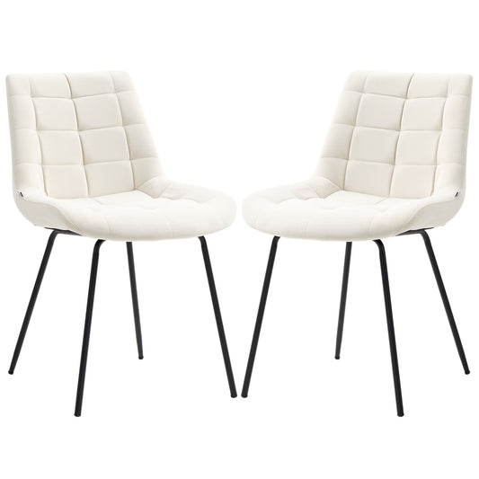 2 Pieces Dining Chairs, Set of 2 Upholstered Kitchen Chairs with Padded Seat and Steel Legs for Living Room Cream White Dining Chairs   at Gallery Canada