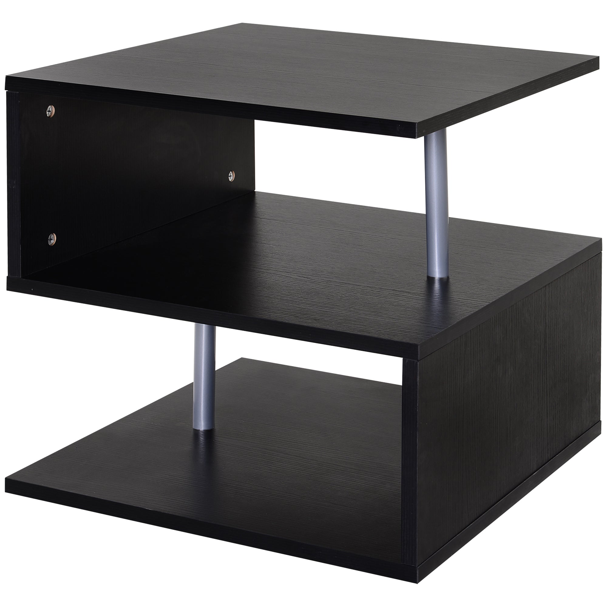 Wooden S Shape End Table 3 Tier Storage Shelves Organizer Living Room Side Table Desk Black Side Tables Black  at Gallery Canada