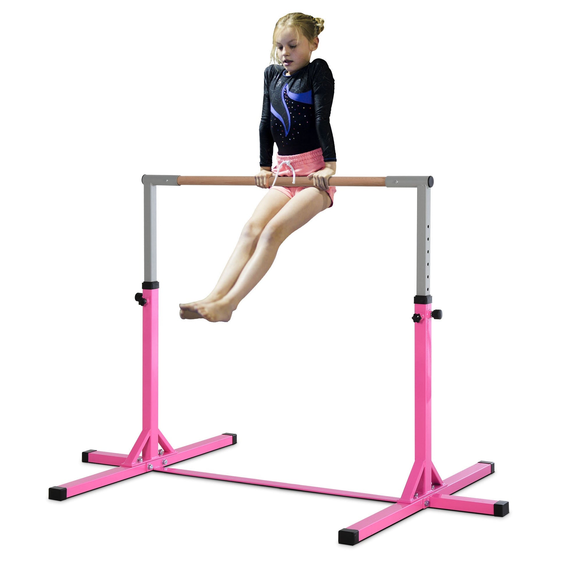 Professional Gymnastics Bar for Kids, Toddler Home Gymnastics Equipment with 13-level Adjustable Height, Gym Fitness with Steel Frame Baby Gym & Playmats Pink  at Gallery Canada