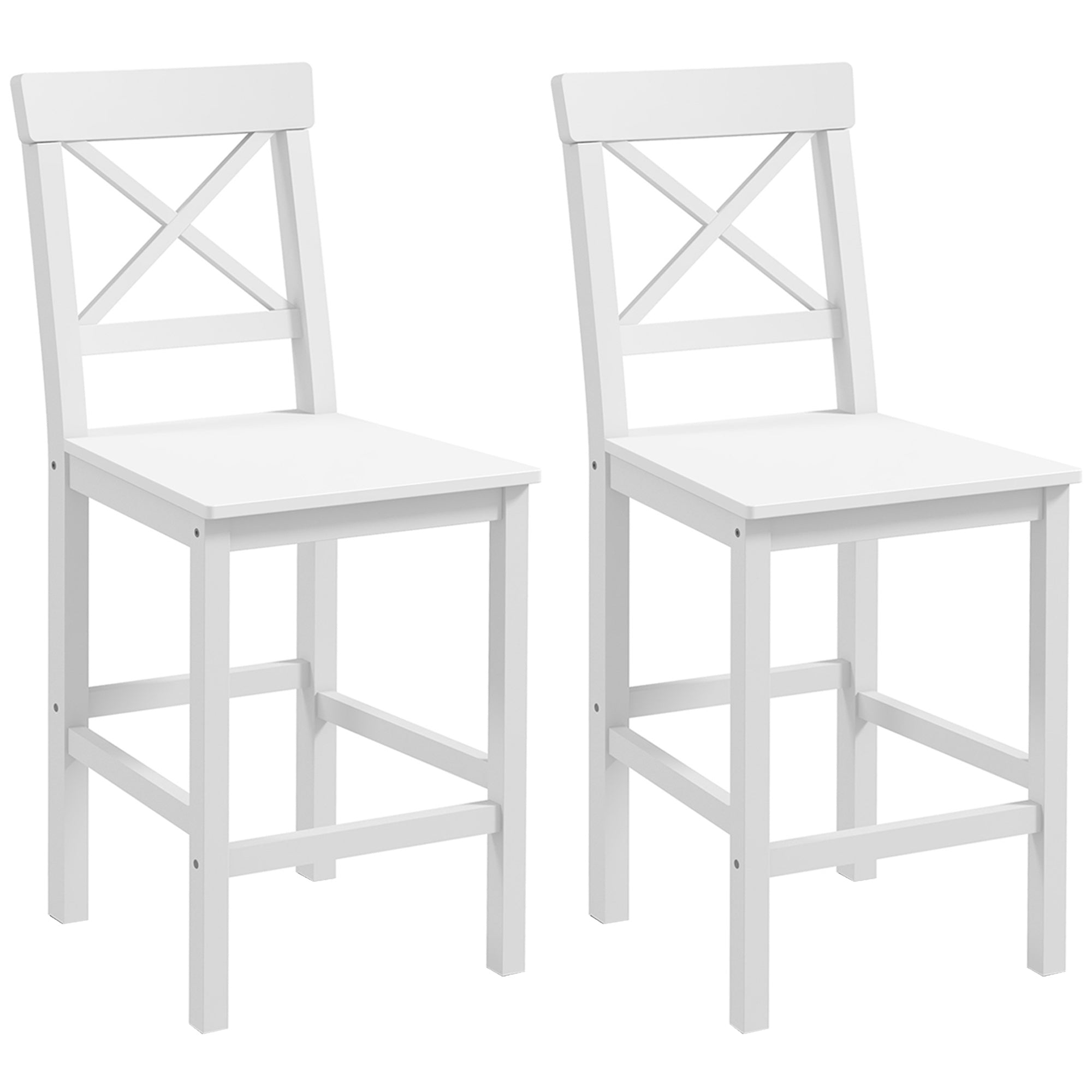 Counter Height Stools Set of 2, Farmhouse Bar Stools with Backs, Solid Wood Counter Stools for Kitchen Island White Bar Stools   at Gallery Canada