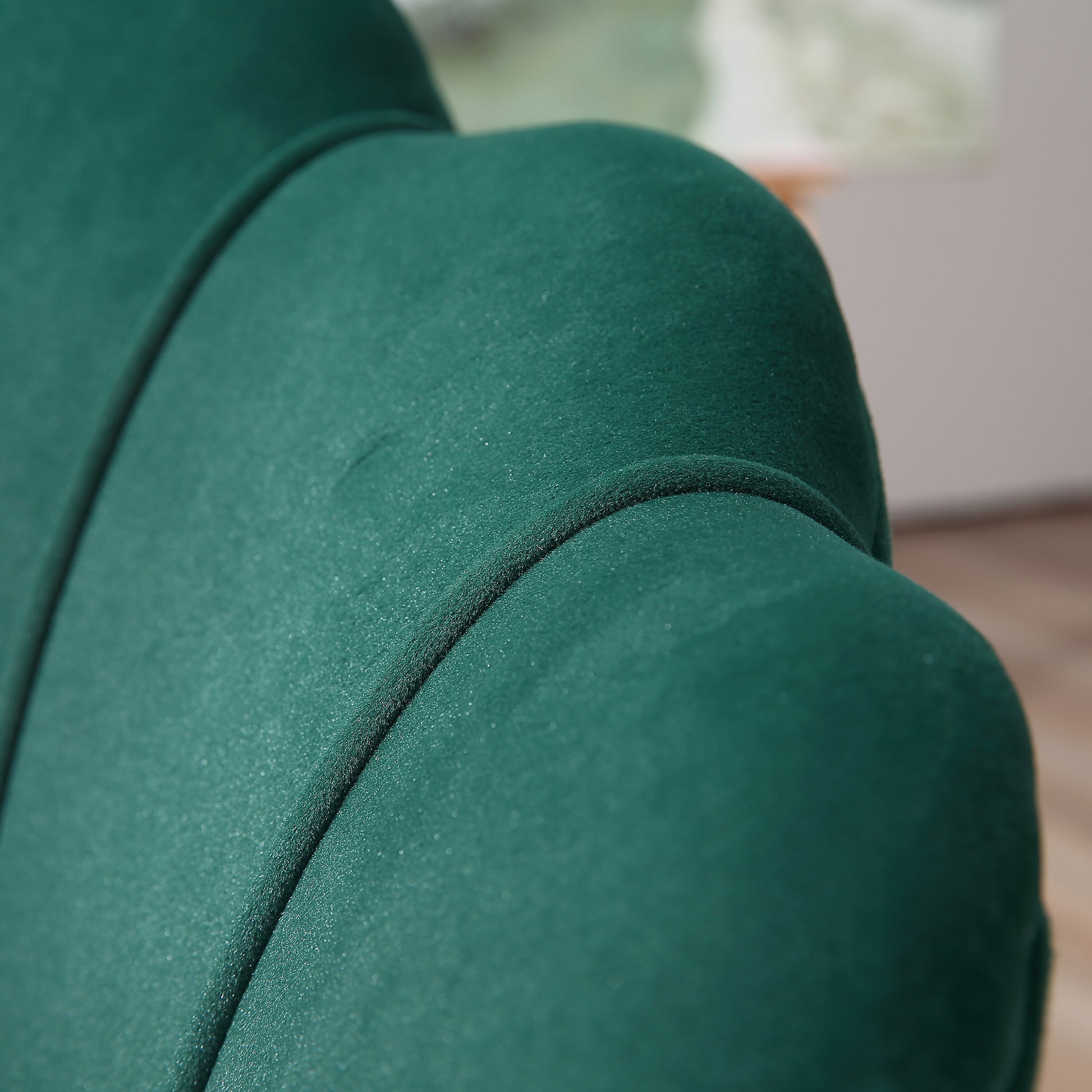 Modern Accent Chair, Velvet-Touch Fabric Leisure Club Chair with Gold Metal Legs for Bedroom, Dark Green Accent Chairs   at Gallery Canada