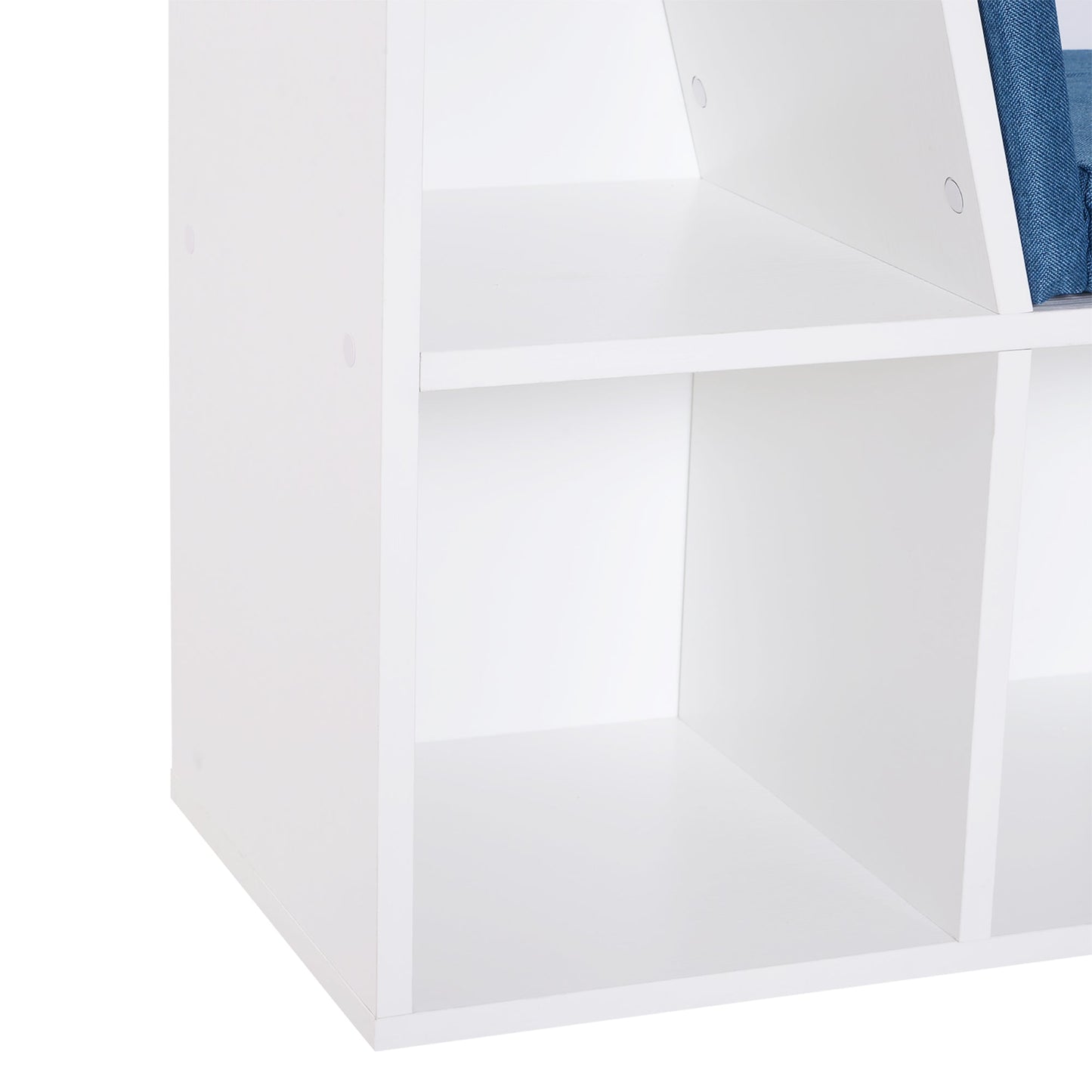 6-Cubby Kids Bookcase with Seat Cushion, Corner Bookcase with Reading Nook for Playroom, Home Office, Study, Blue White Bookshelves   at Gallery Canada