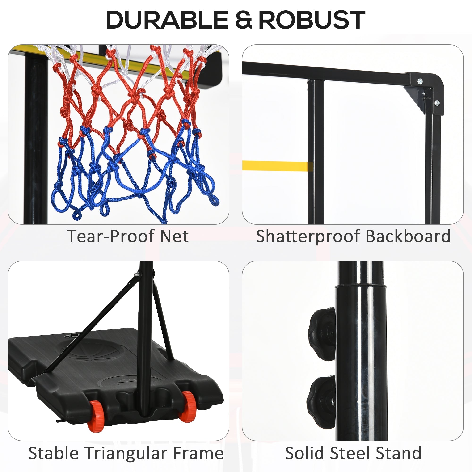 Portable Basketball Hoop, 6ft-7ft Height Adjustable Basketball System with Wheels &; 28