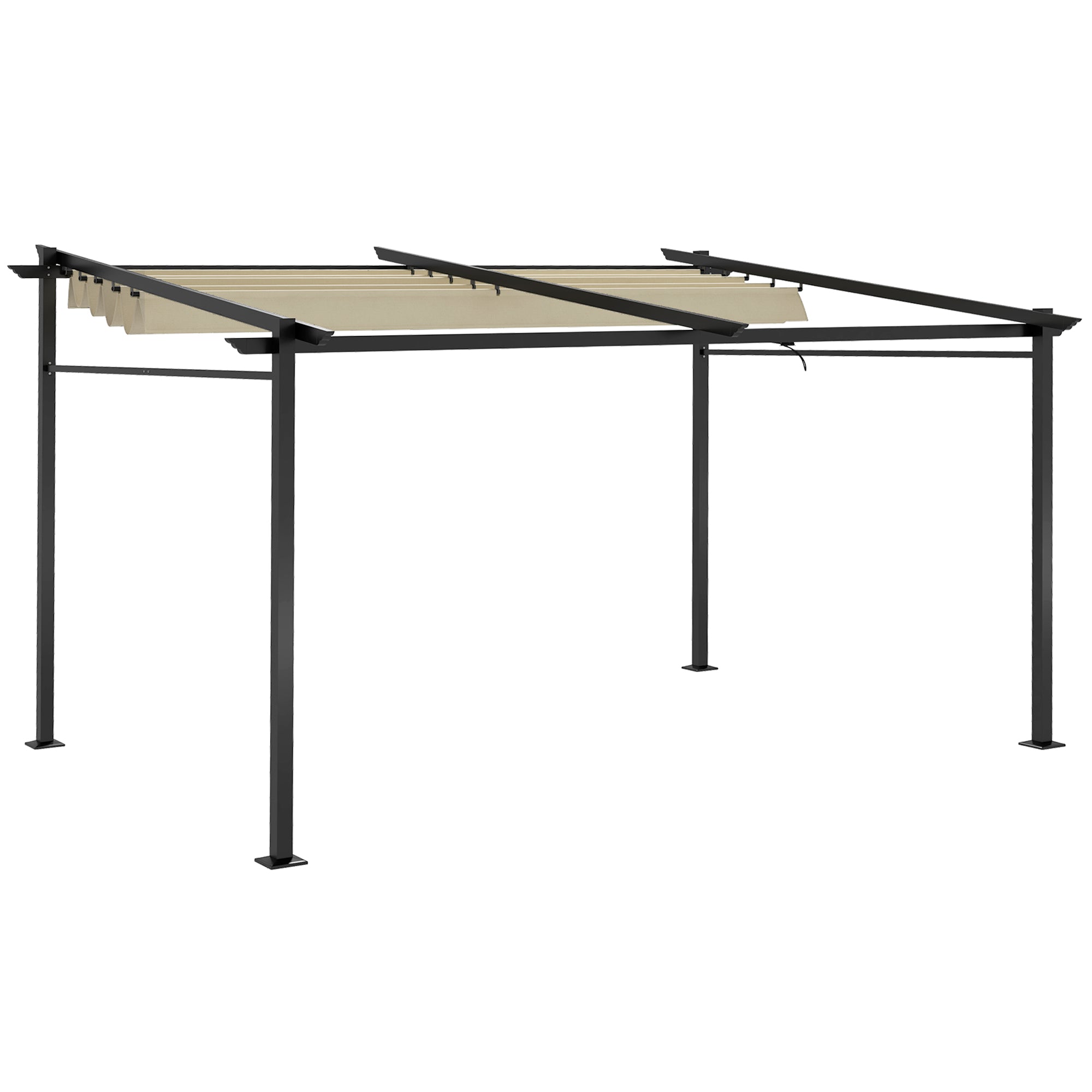 Metal Pergola with Sliding Roof Canopy, Retractable Pergola Canopy, 10' x 13', Beige Pergolas Beige at Gallery Canada