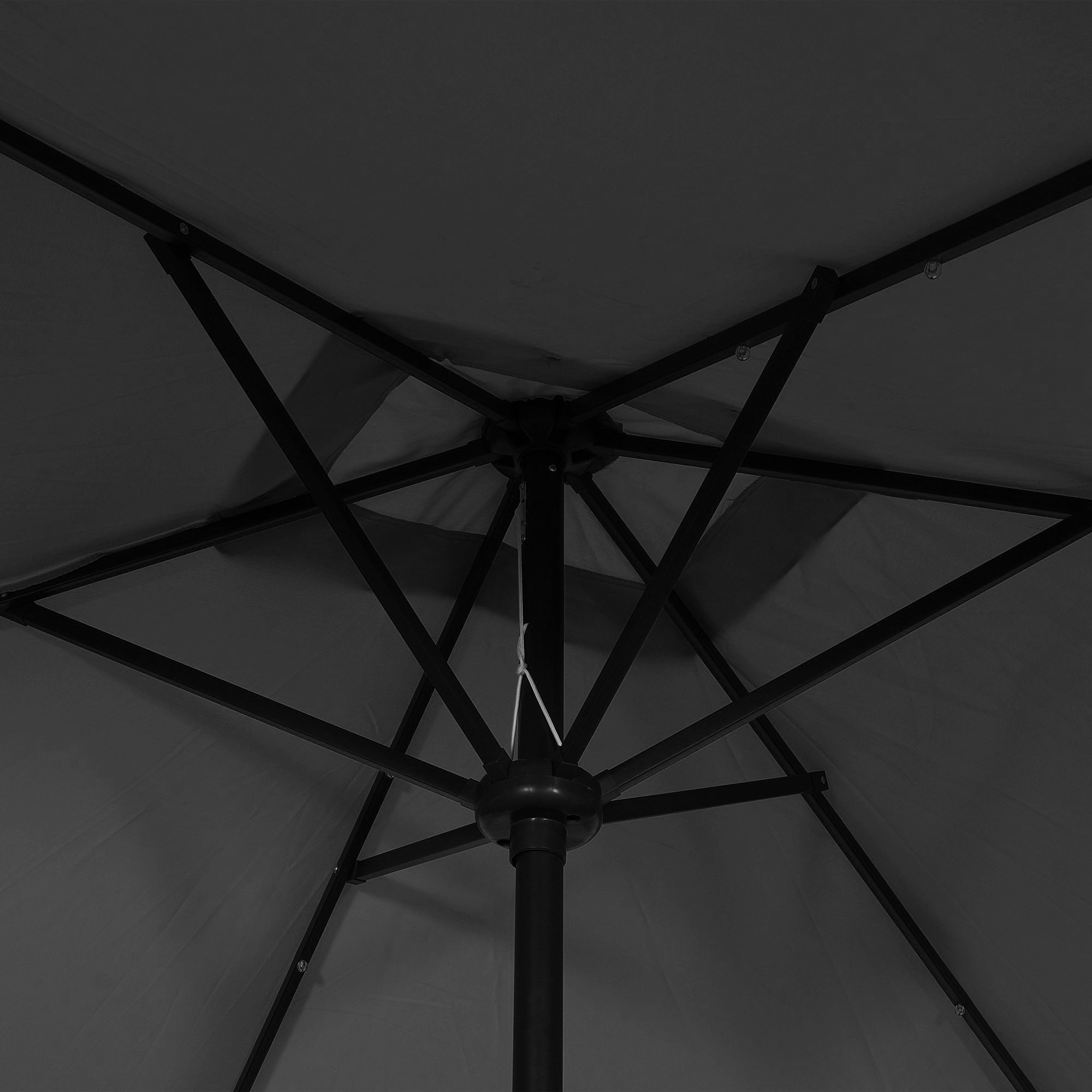 6' x 10' Patio Umbrella with 22 LED Solar Lights and Tilt, Rectangular Outdoor Table Umbrella with Crank, Dark Grey Sun Umbrellas at Gallery Canada