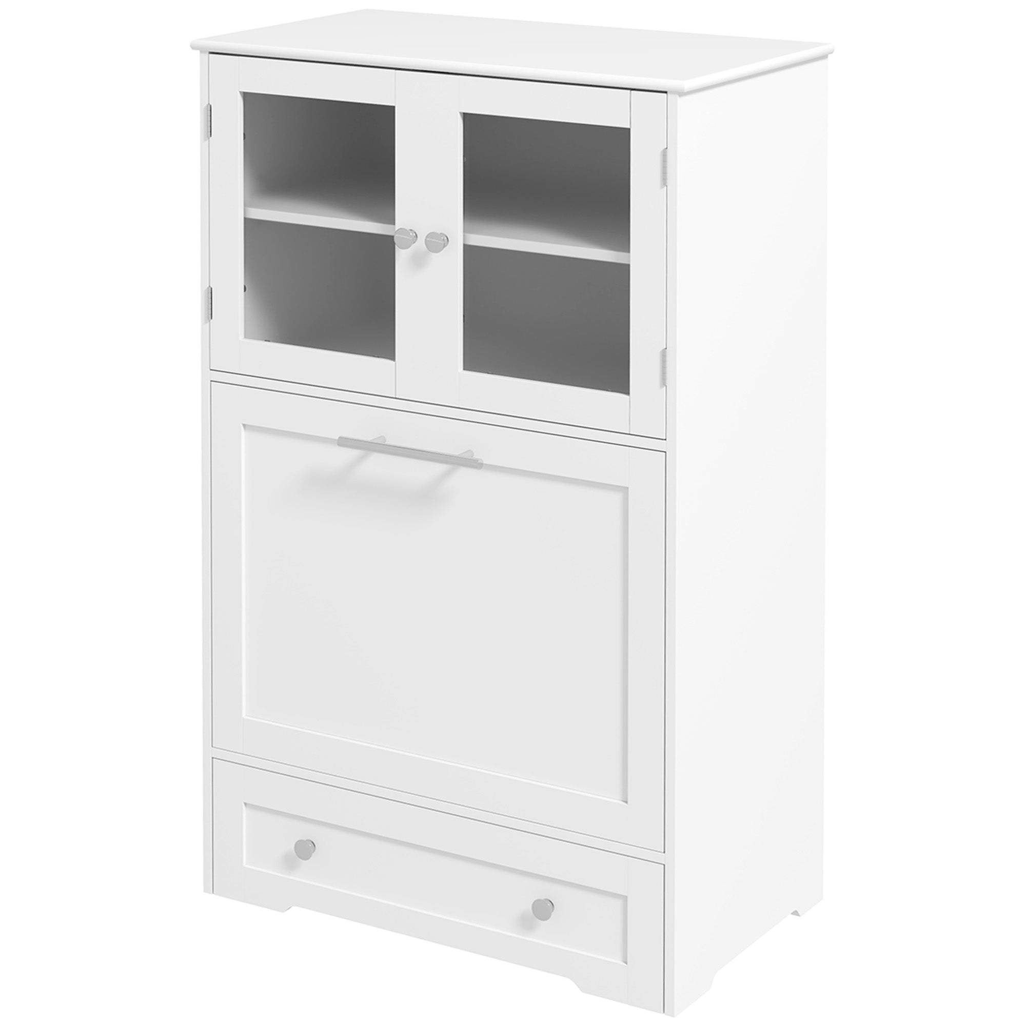 Dog Feeding Station with 2 Storage Cabinets, 2 Elevated Bowls, Side Hooks, Anti-tip Kit for Water and Feeding Supplies Dog Bowls White at Gallery Canada