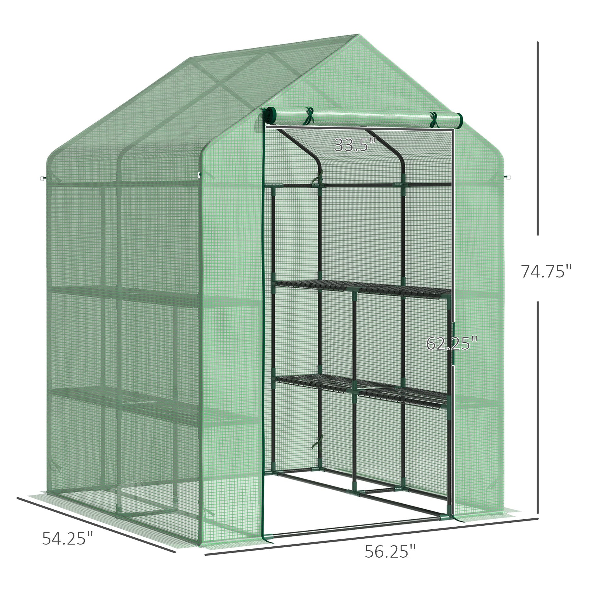 56" x 54" x 74" Walk-in Greenhouse Portable Garden Plant Flower Seed Warm House 8 Shelves Outdoor Plant Growth Hot House PE Cover Green Walk In Greenhouses   at Gallery Canada