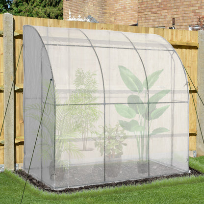 7' x 4' x 7' Outdoor Lean-to Walk-in Garden Greenhouse with Roll-Up Door Hot House for Plants Herbs Vegetables, White Walk In Greenhouses   at Gallery Canada