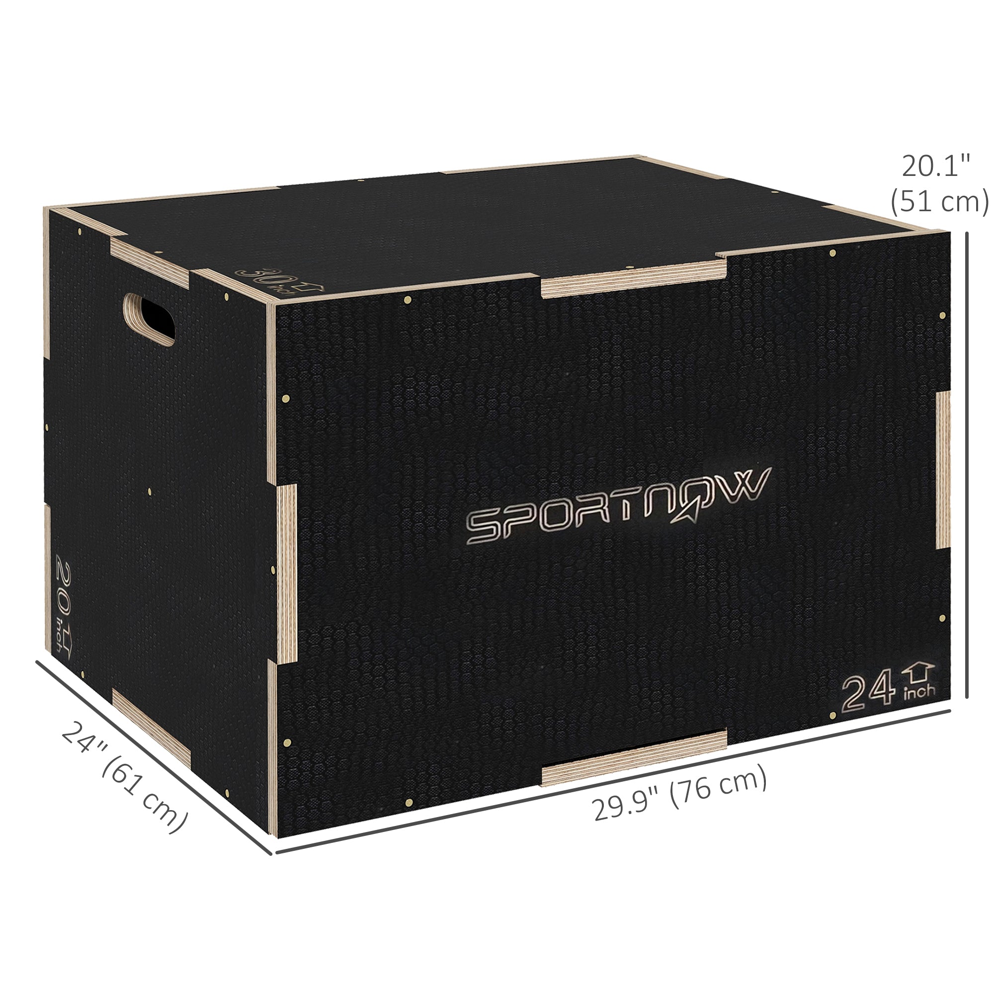 30/24/20 In Wooden Plyometric Jump Box with Handle Openings for Home Gym Workout Training More-Strength Training Equipment   at Gallery Canada