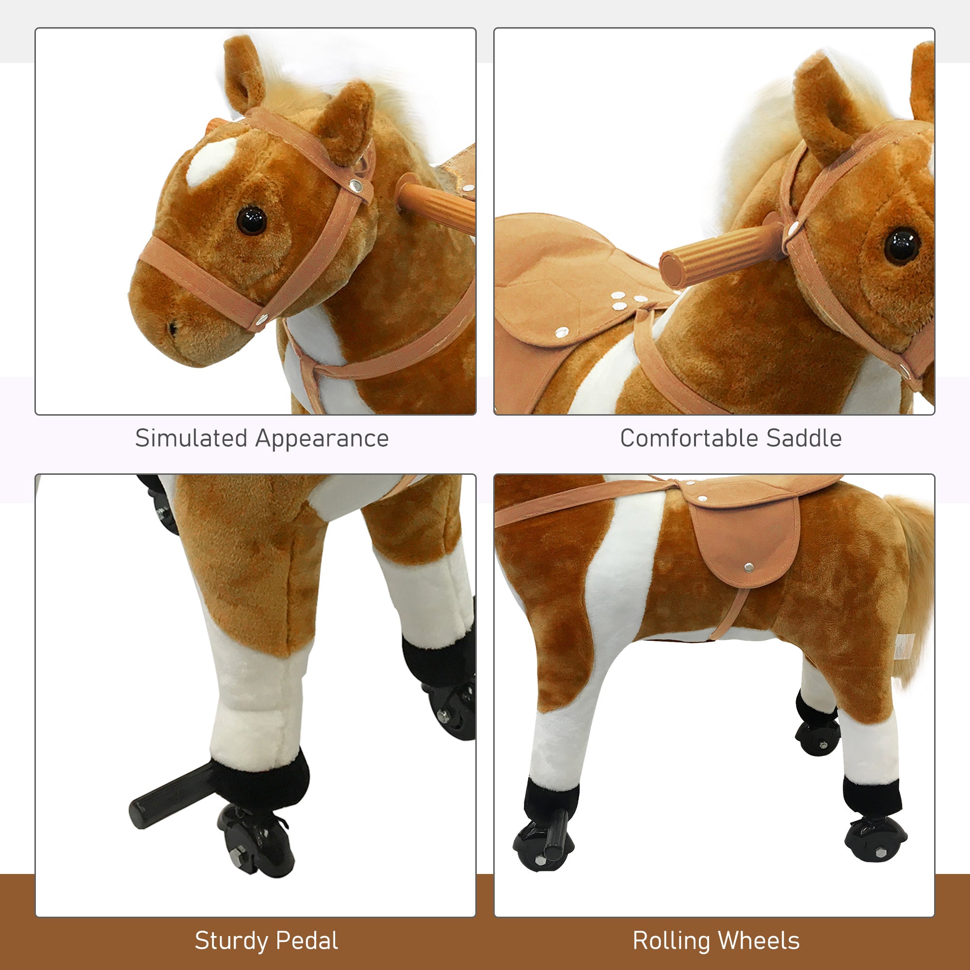 Kids Rocking Horse, Large Walking Ride on Toy for Toddlers 3 year old, Baby Plush Animal Rocker with Sound and Wheel, Brown Rocking Horses at Gallery Canada