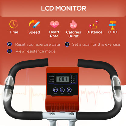 Foldable &; Quiet Exercise Bike with 8-Level Magnetic Resistance, Pulse Sensor, Wheels and LCD Monitor, Red Exercise & Stationary Bikes   at Gallery Canada