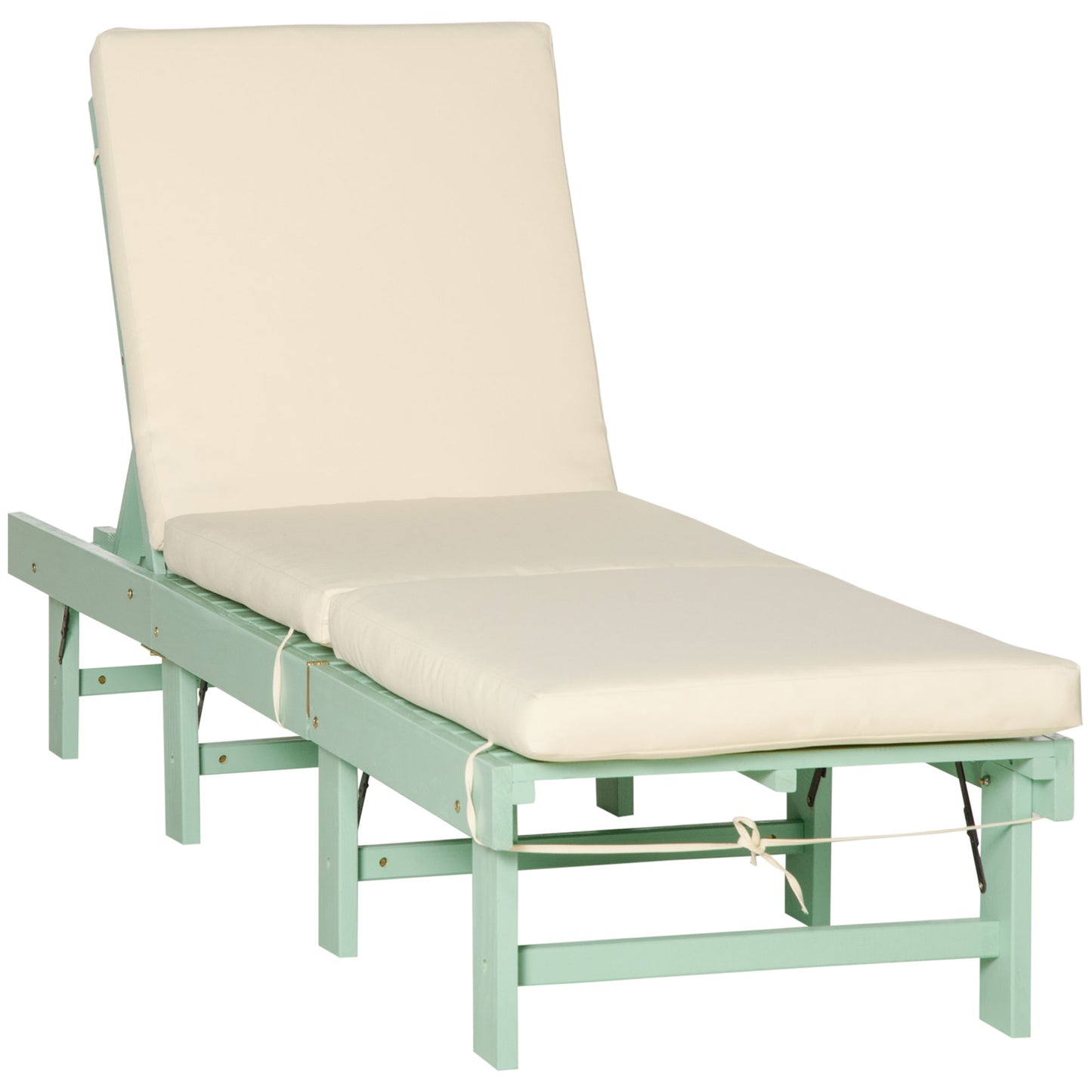 Wooden Folding Chaise Lounge, Outdoor Chaise Lounge Chair, Garden Reclining Tanning Chair with 4 Adjustable Back Soft Cushions, Green Chaise Loungers   at Gallery Canada