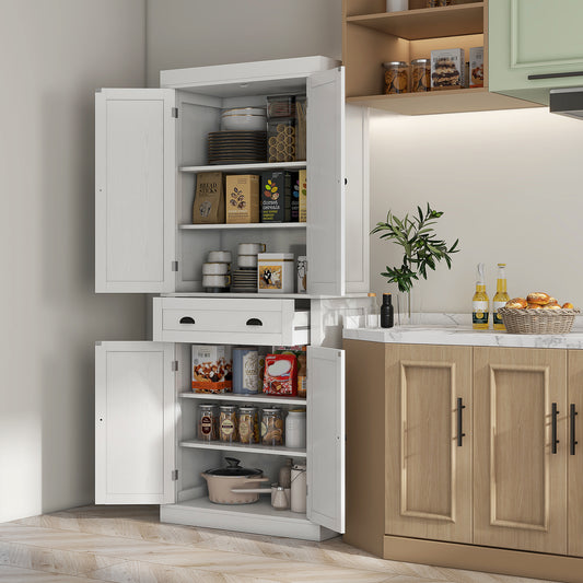 Long Standing Kitchen Cabinet w/ 2 Drawers Particleboard White Kitchen Pantry Cabinets at Gallery Canada