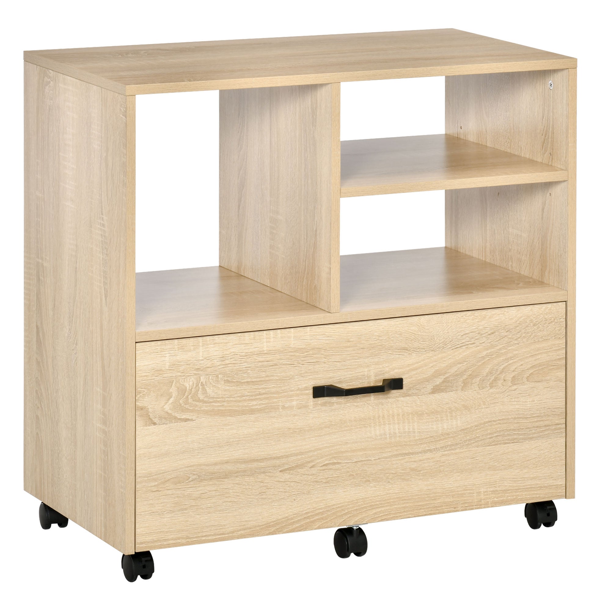 Lateral Filing Cabinet, Printer Stand, Mobile Office File Cabinet with Wheels for Letter and Legal Sized Files, Natural Office Cabinets & Cupboards   at Gallery Canada