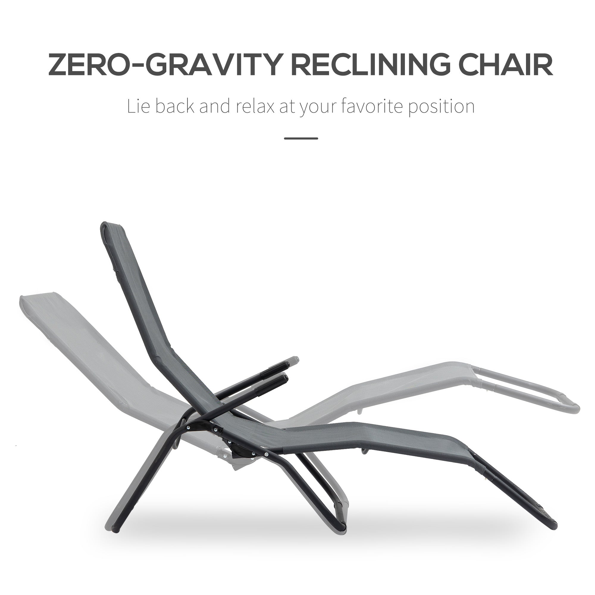 Zero Gravity Reclining Patio Lounge Chair with Footrests and Armrests, Grey Lounger Chairs   at Gallery Canada