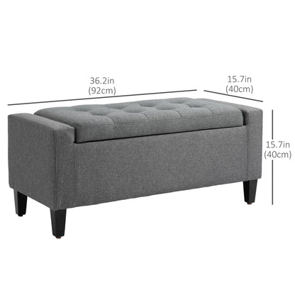 Storage Ottoman Bench, Linen Upholstered Bench with Tufted Design Storage Ottomans & Benches   at Gallery Canada