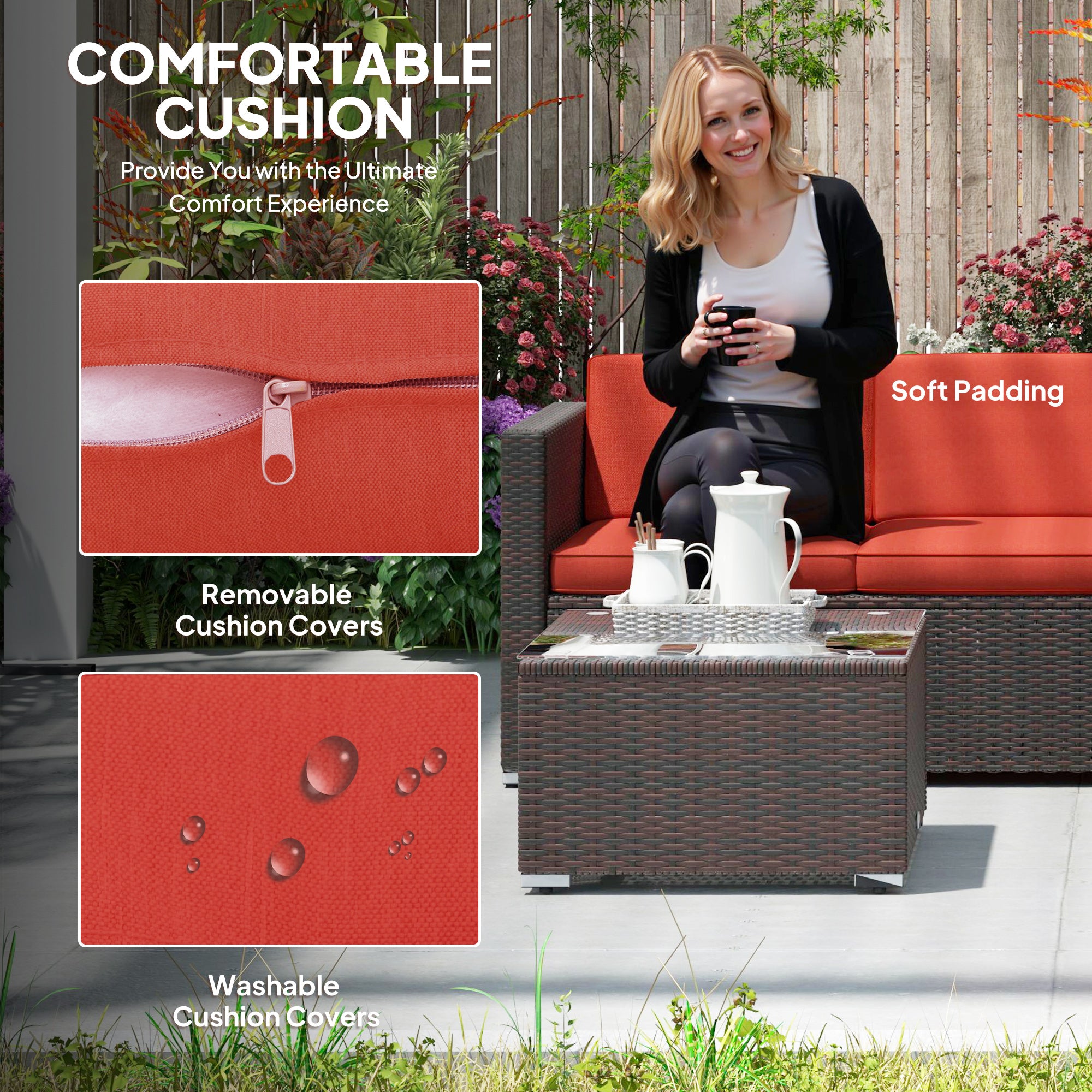 Patio Furniture w/ Soft Cushions, Corner Sofa Sets, Red Patio Furniture Sets at Gallery Canada