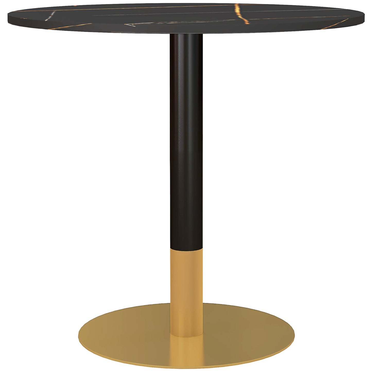 Round Dining Table, Modern Dining Room Table with Faux Marble Top, Steel Base, Space Saving Small Kitchen Table, Black Bar Tables & Dining Tables Black  at Gallery Canada