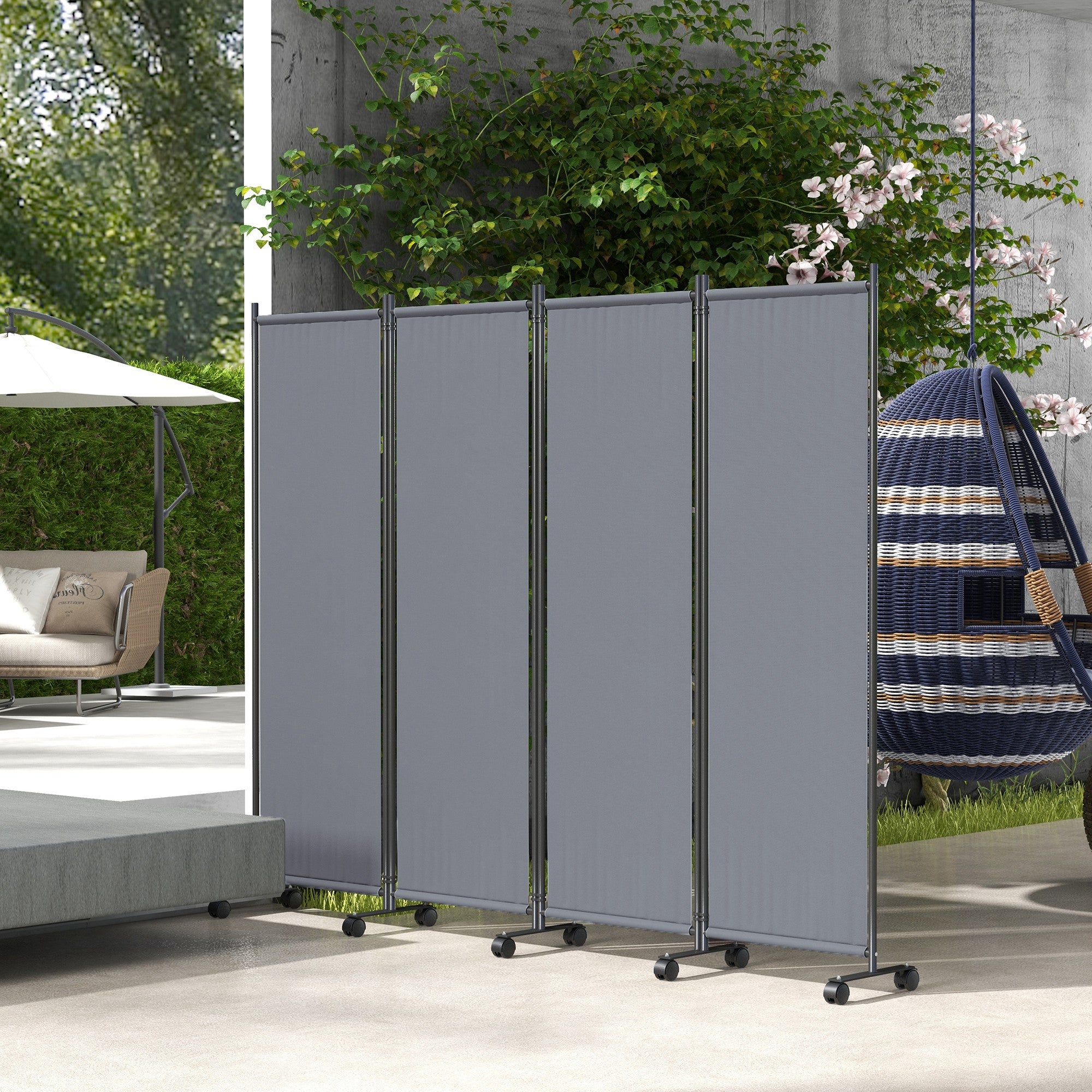 Folding Room Divider with Castor Wheels, Rolling Privacy Screen for Patio Backyard Pool Hot Tub, 5.6ft Tall Side Awnings at Gallery Canada