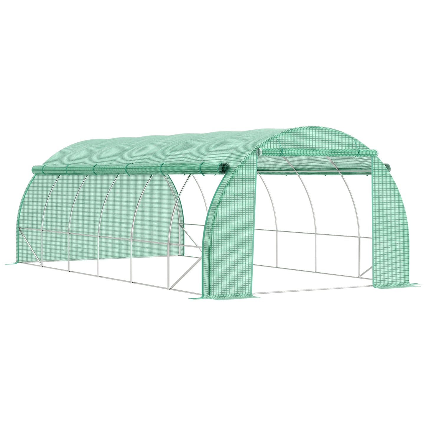 Large Walk-in Greenhouse, 20'x10'x6.6' Tunnel Greenhouse with Zippered Door and 12 Roll-up Windows, Outdoor Green House for Garden Plant, Green Tunnel Greenhouses at Gallery Canada