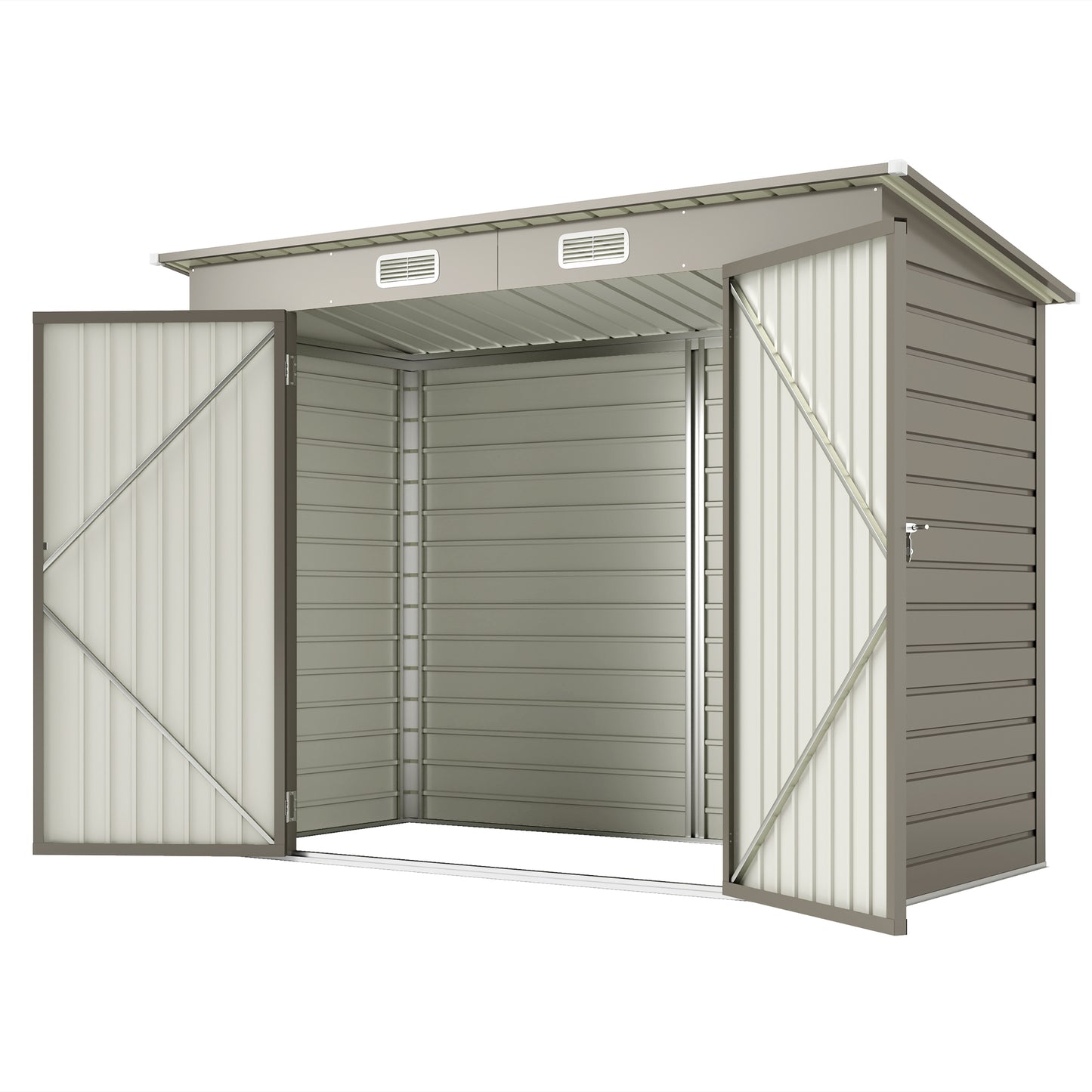 8 x 4FT Galvanized Garden Storage Shed, Metal Outdoor Shed with Double Doors and 2 Vents, Light Grey Sheds at Gallery Canada