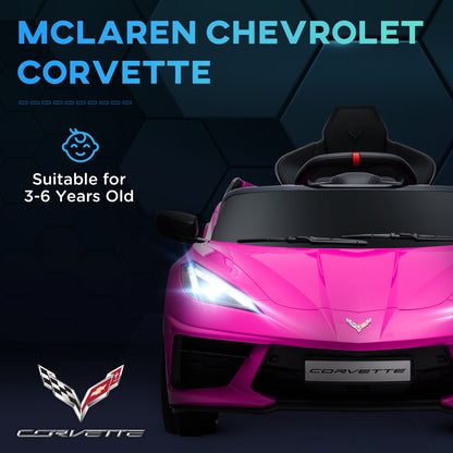 B12 Kids Electric Car Corvette Licensed w/ Remote Control, Suspension System, Music, Headlights, Slow Start, Pink Electric Toy Cars   at Gallery Canada