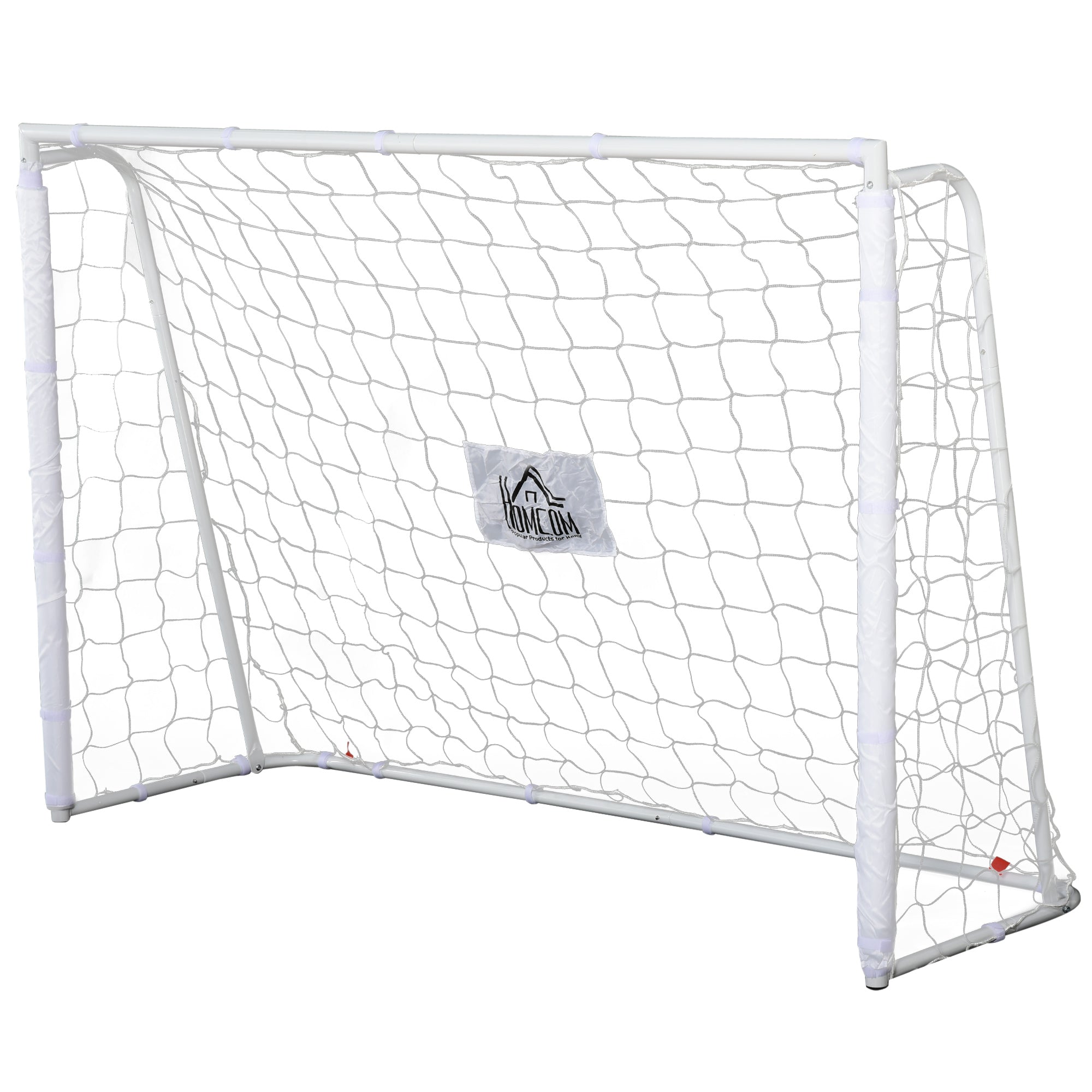 6ft x 4ft Soccer Goal Net with Metal Frame, PE Mesh, Ground Stakes, Easy Assembly, White Football   at Gallery Canada