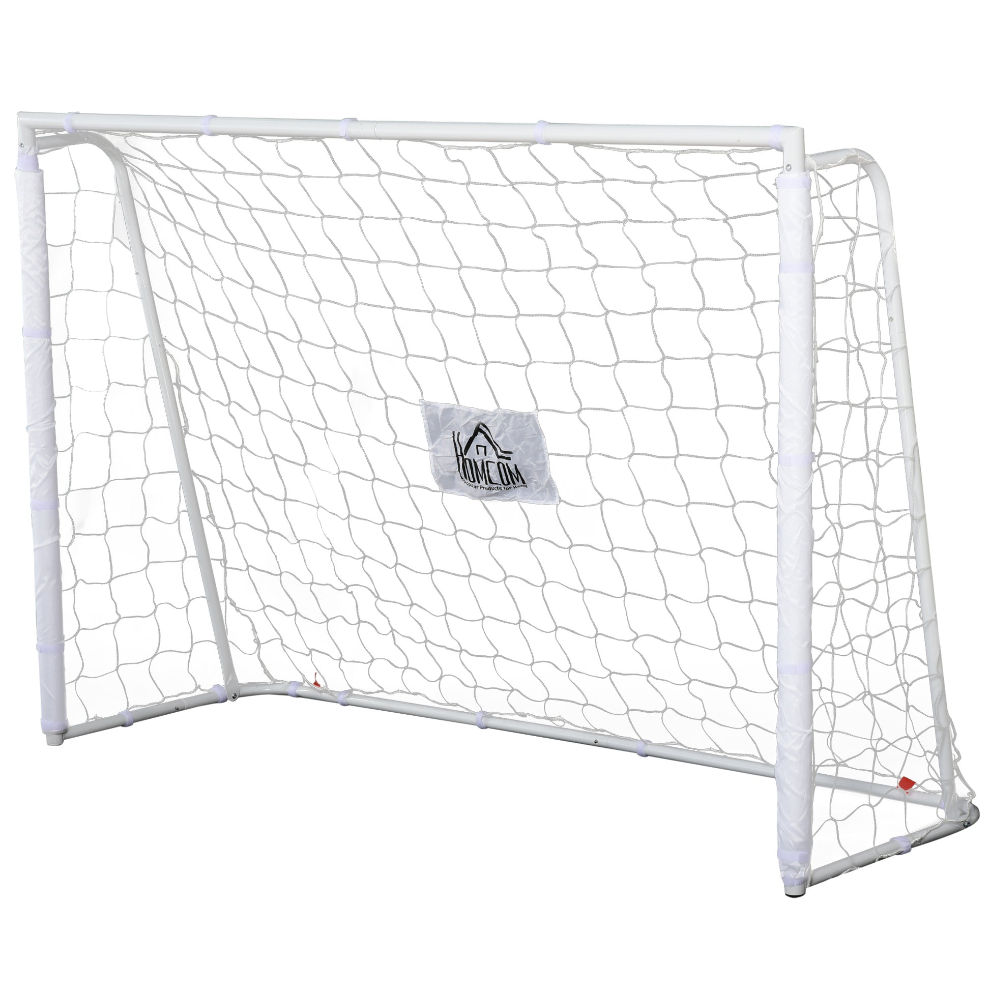 6ft x 4ft Soccer Goal Net with Metal Frame, PE Mesh, Ground Stakes, Easy Assembly, White Football   at Gallery Canada