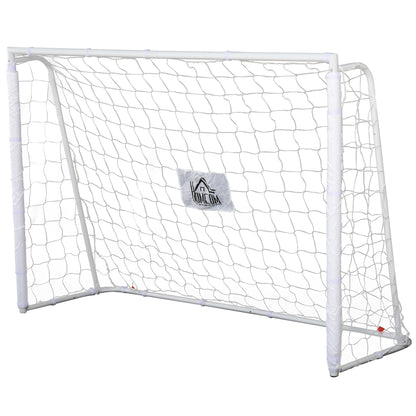 6ft x 4ft Soccer Goal Net with Metal Frame, PE Mesh, Ground Stakes, Easy Assembly, White Football   at Gallery Canada