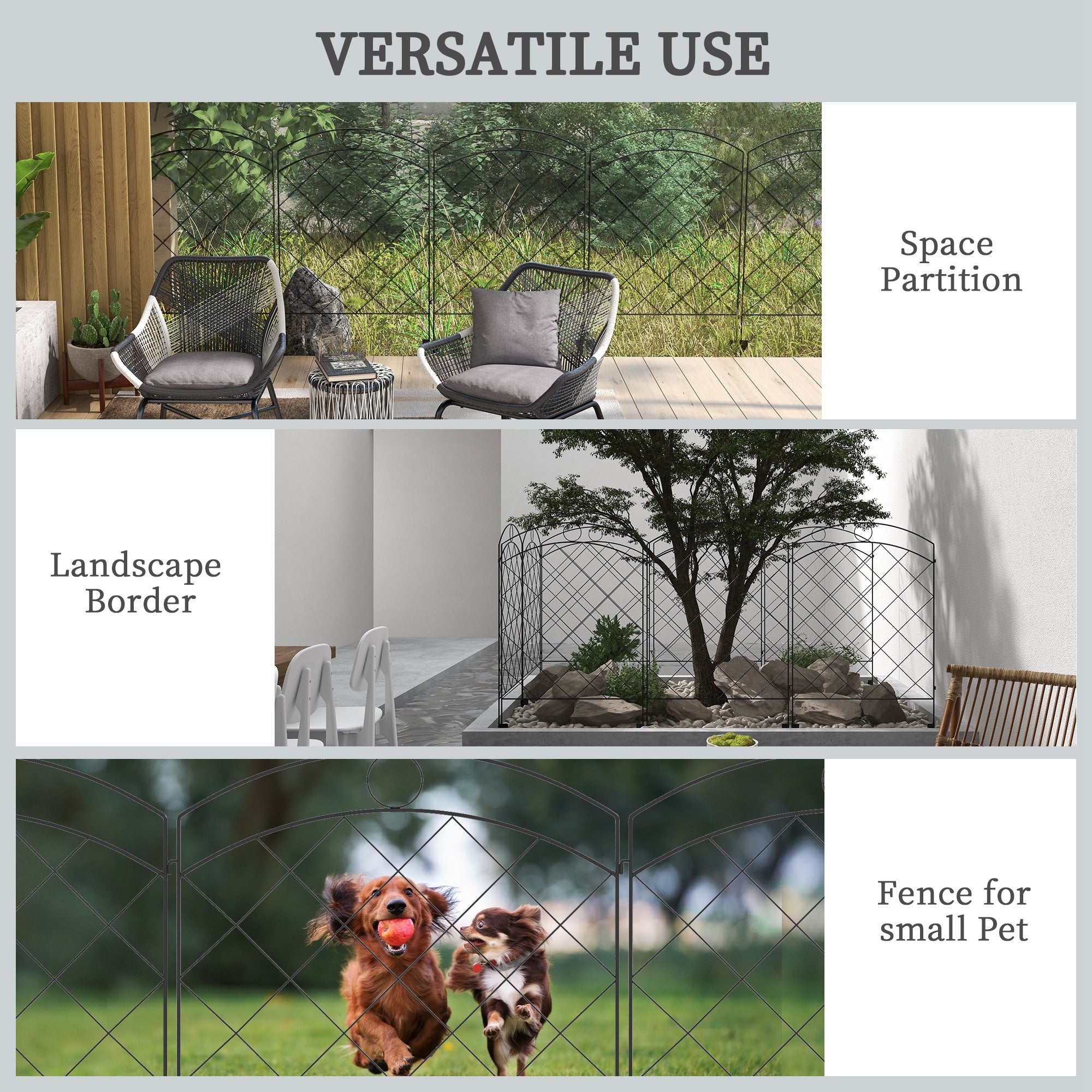 4 Pack Metal Fence Small Garden Fencing Panels as Animal Barrier and Flower Edging for Yard, Circle, Black Garden Fences at Gallery Canada