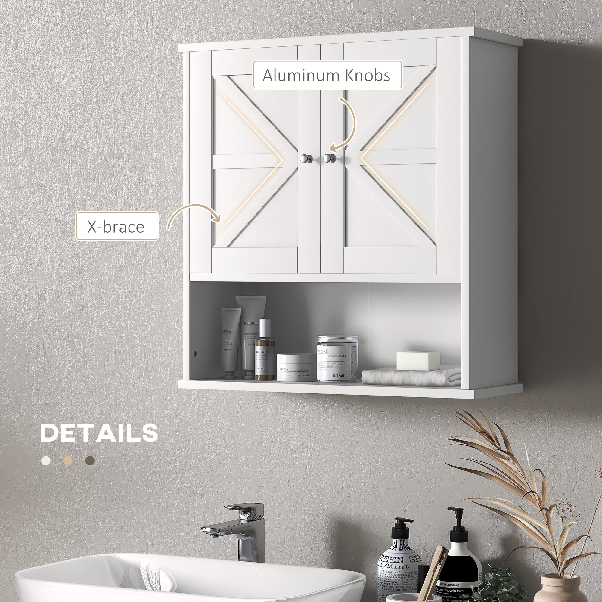 Farmhouse Bathroom Medicine Cabinet, Wall Cabinet with Barn Doors, and Adjustable Shelf for Laundry Room, White Bathroom Cabinets at Gallery Canada