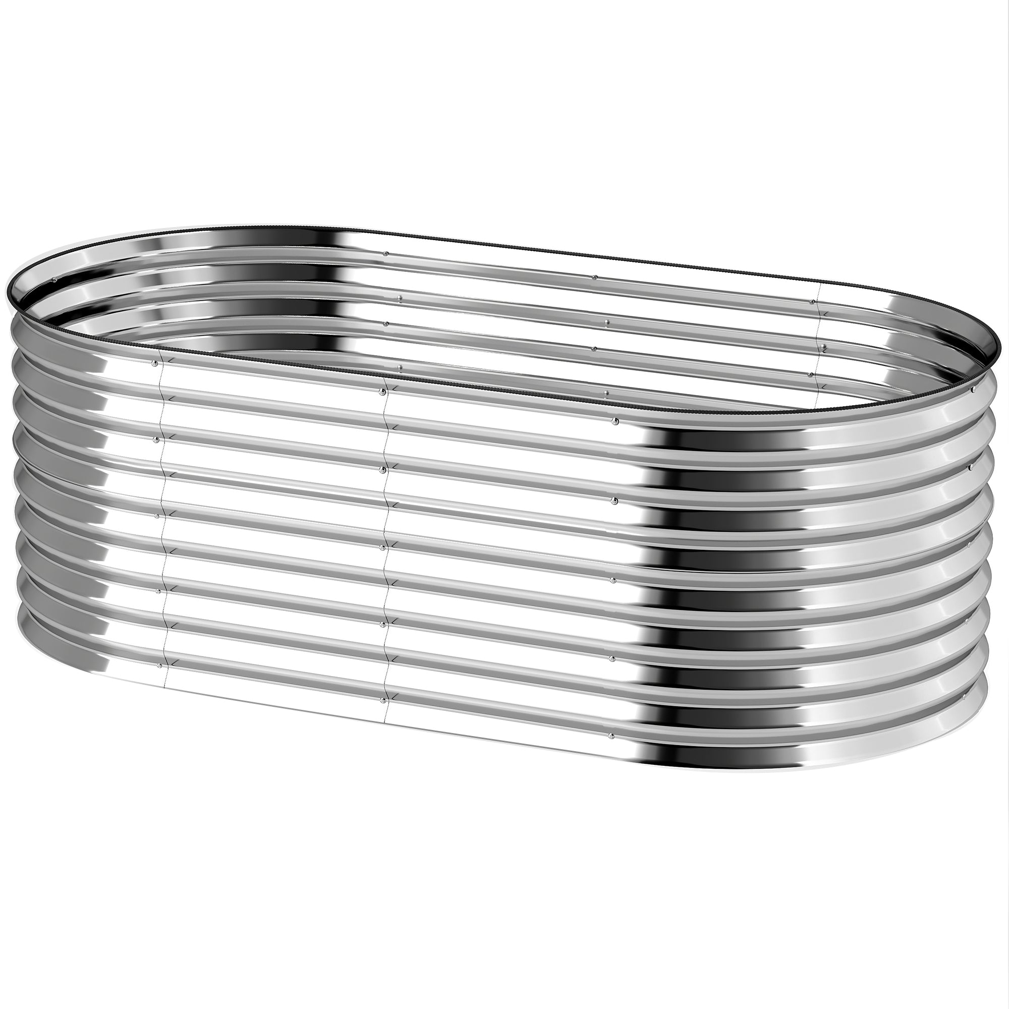 5 x 2.5 x 2ft Galvanized Raised Garden Bed, Easy DIY Oval Planter Box with Safety Edging and Gloves, Silver Raised Garden Beds Silver at Gallery Canada