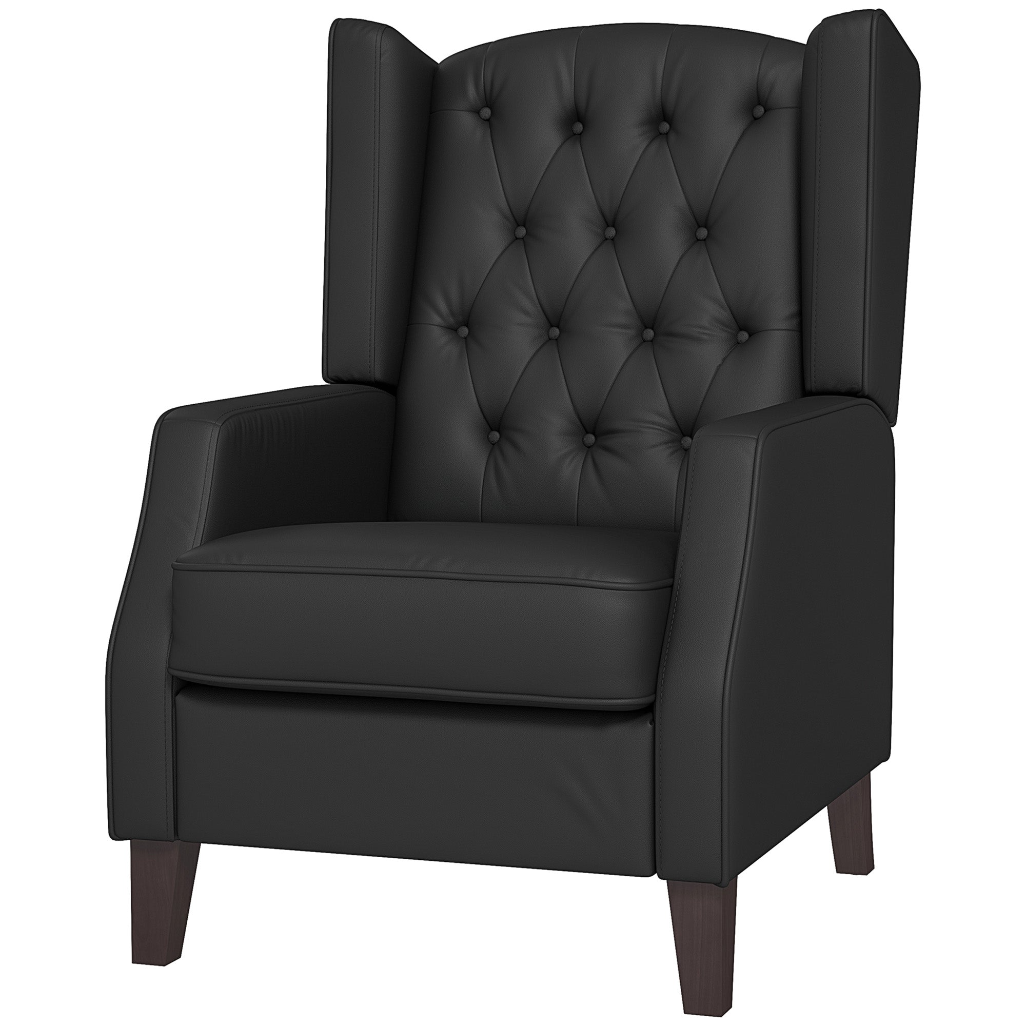 Faux Leather Armchair, Modern Accent Chair with Thick Padding for Living Room, Bedroom, Home Office, Black Accent Chairs Black at Gallery Canada